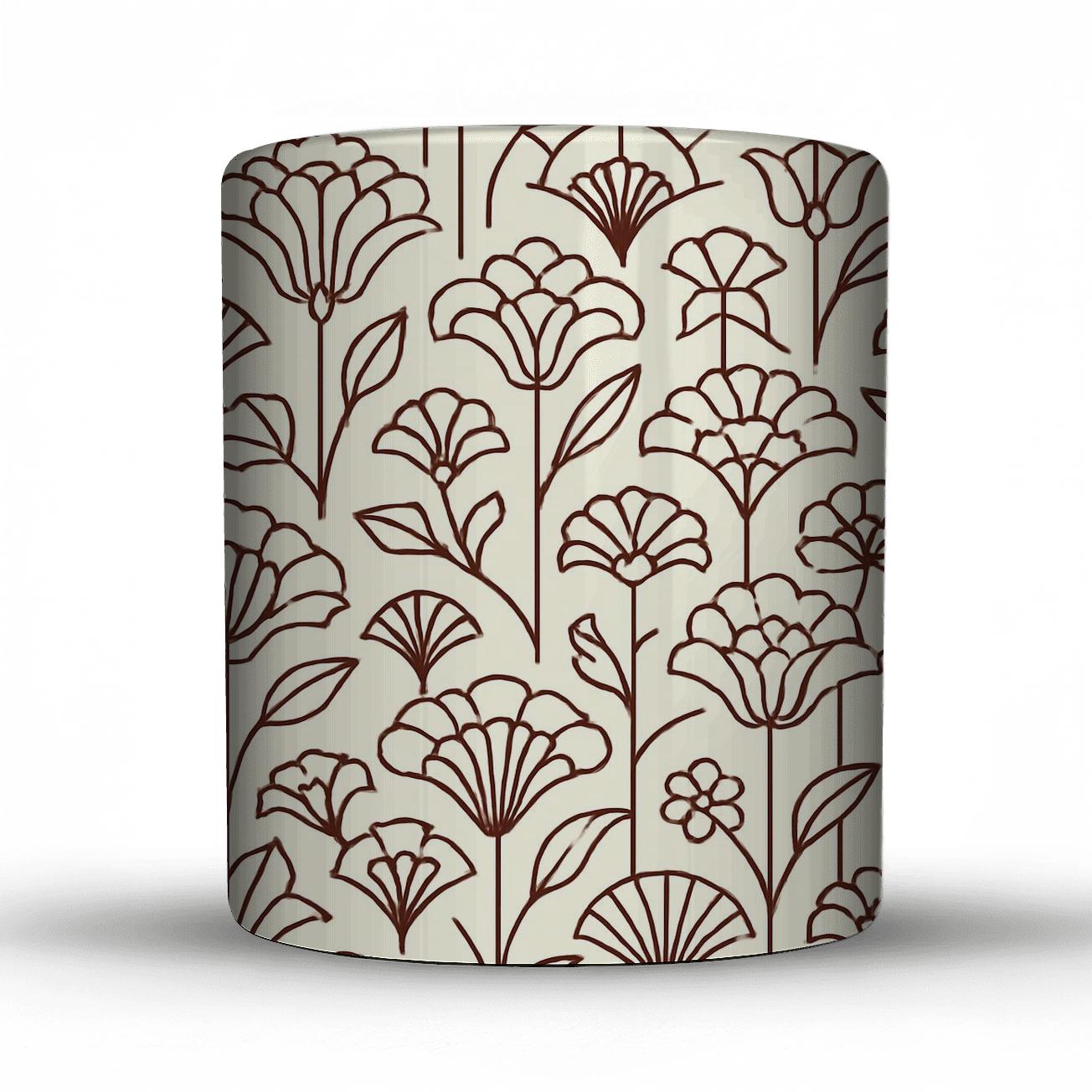 ArtDecoFloralLinework travel mugs with handles
