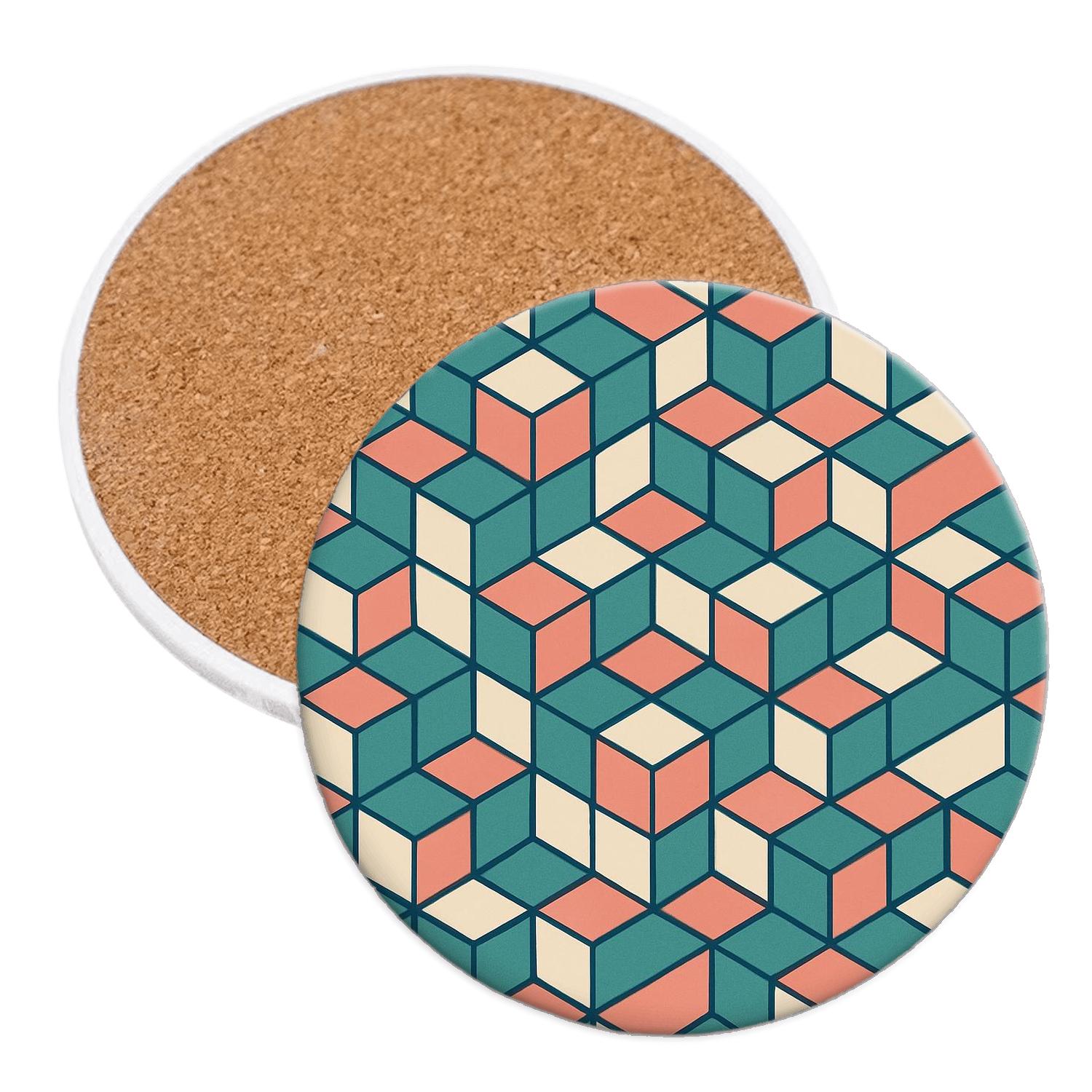 Isometric Mirage Grid elegant tabletop coasters