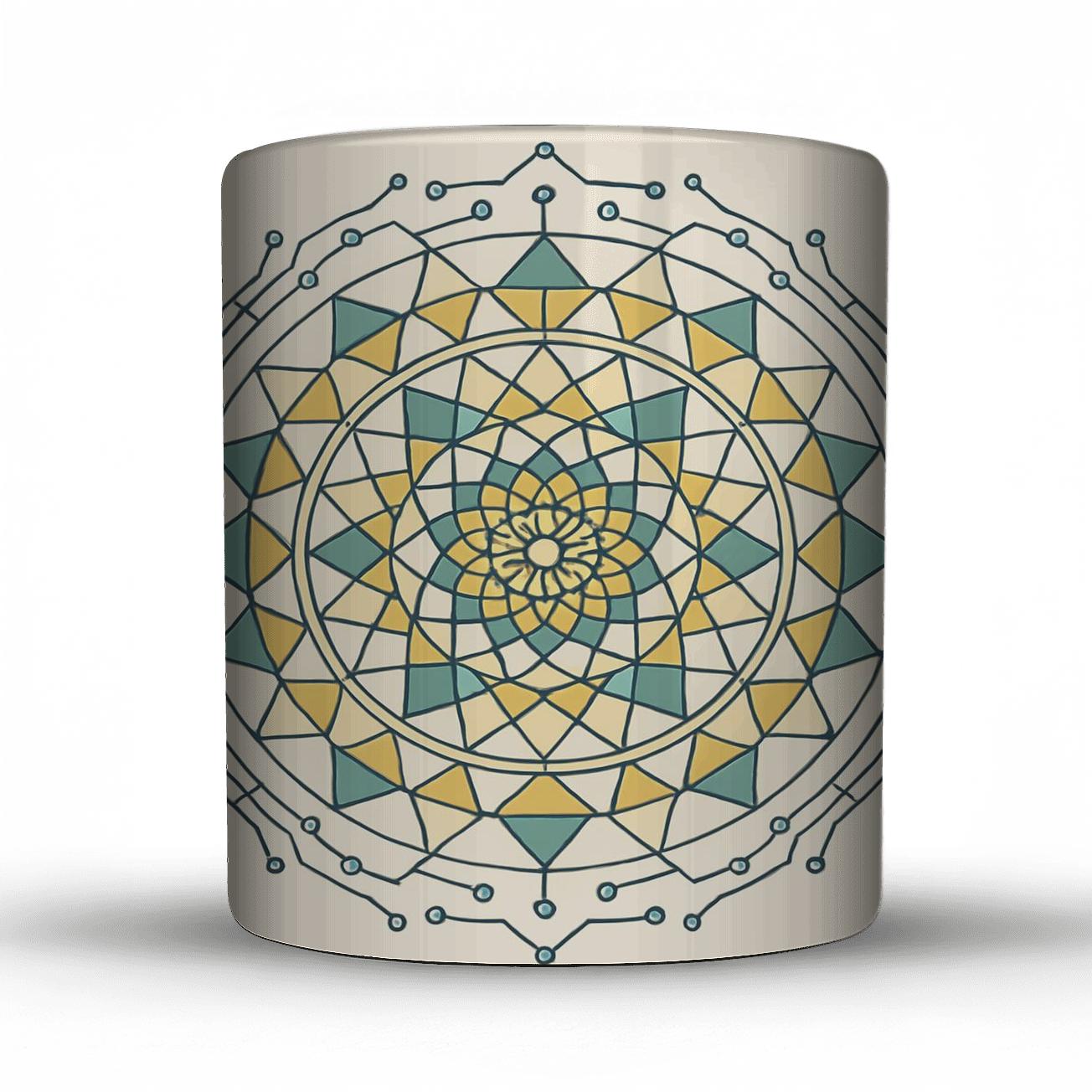 Radial Mandala Circuit travel mugs with handles