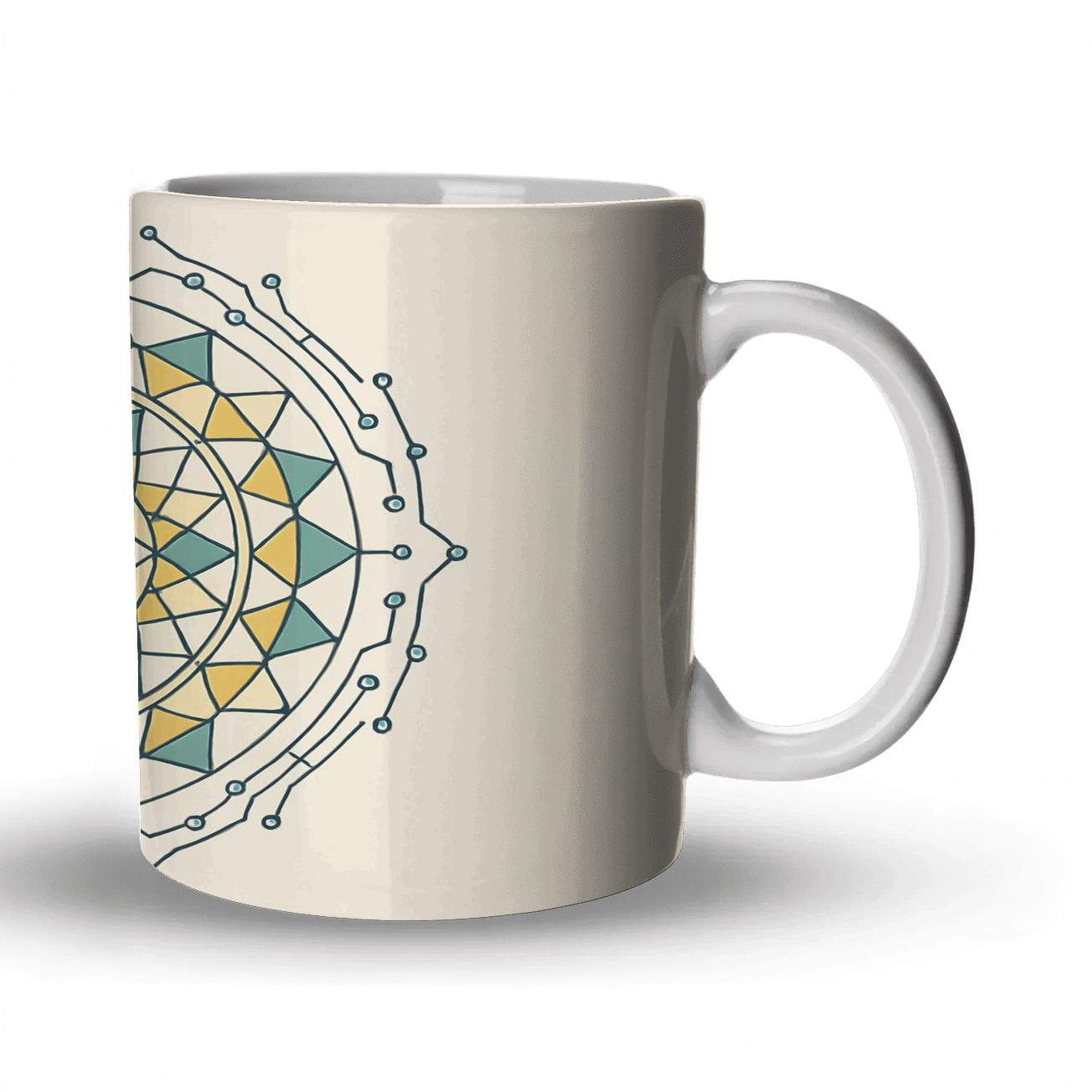 Radial Mandala Circuit travel mugs with handles