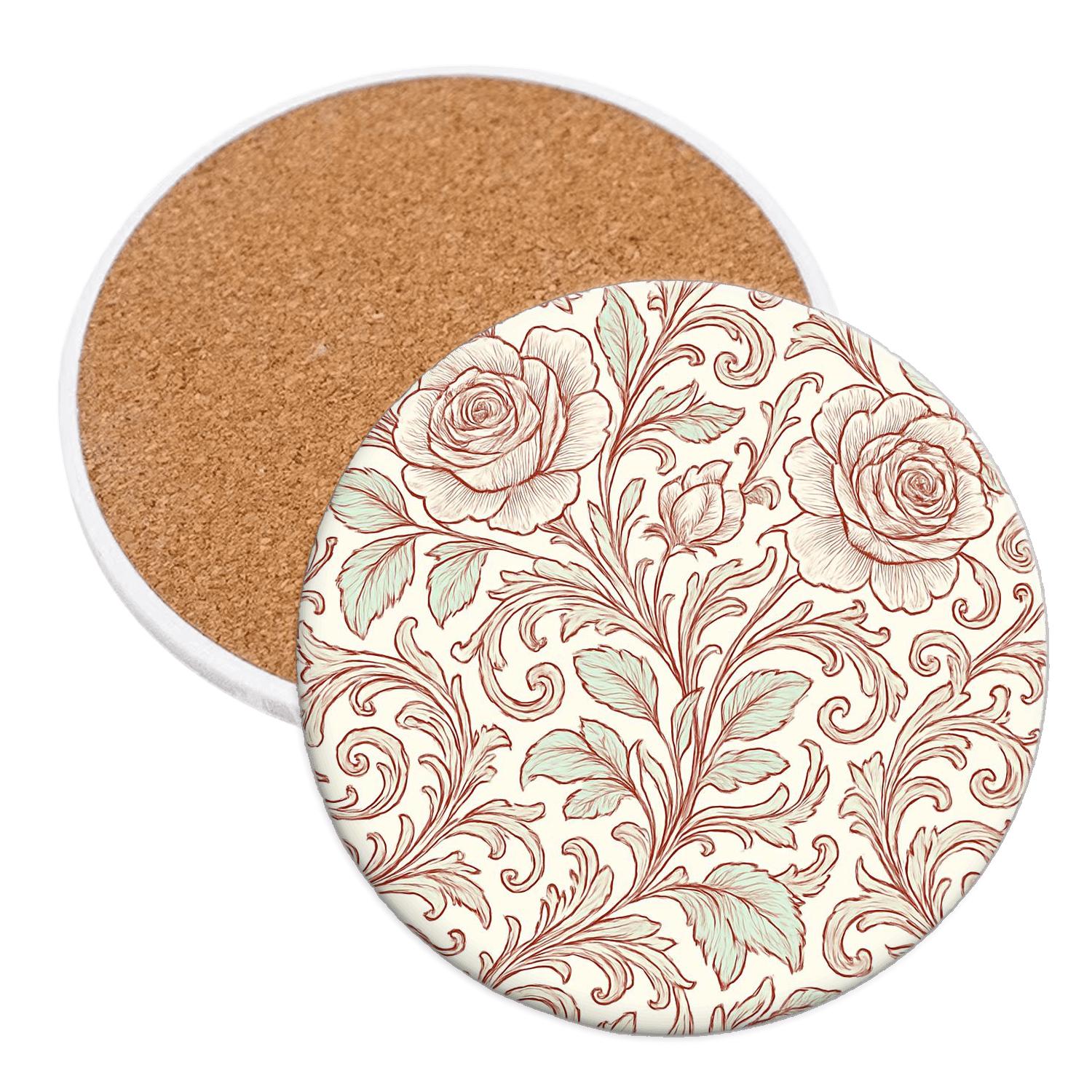 VictorianFloralFiligreePattern decorative beverage coasters