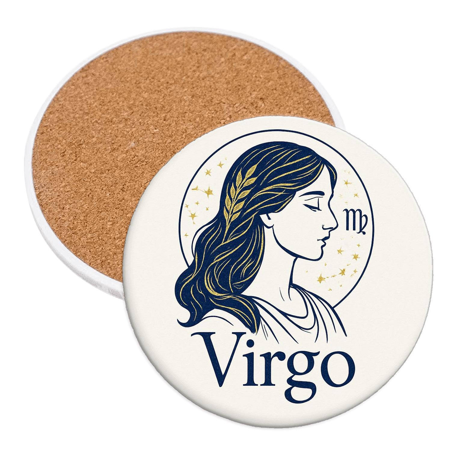 Lunar_Virgo_Gold_Navy_Minimalist_Sigil absorbent drink coasters