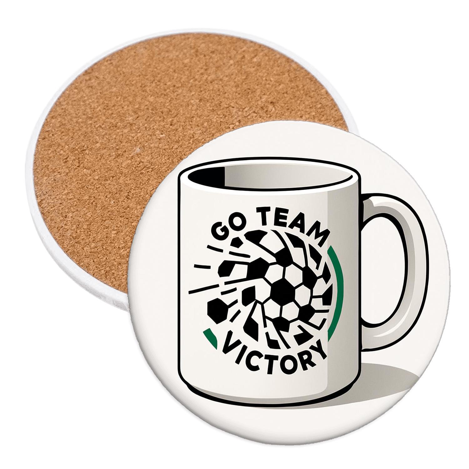 Soccer Victory Pentagons Go Team Mug Design cork coaster sets