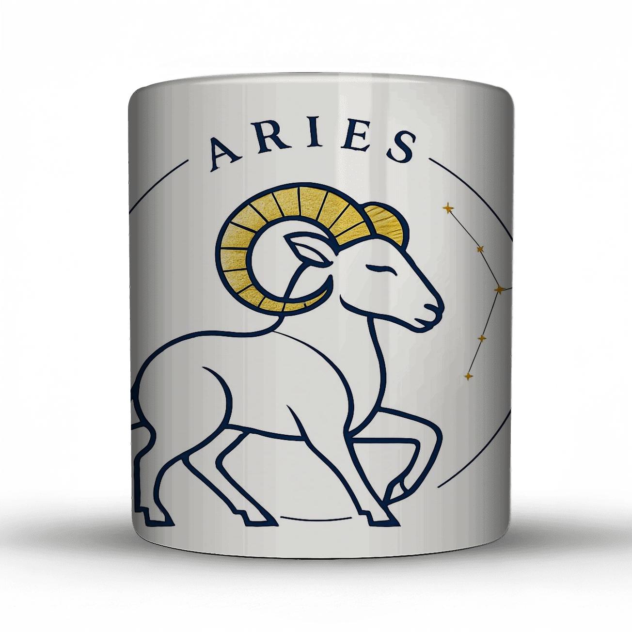Celestial Aries Ram Line Art custom printed mugs
