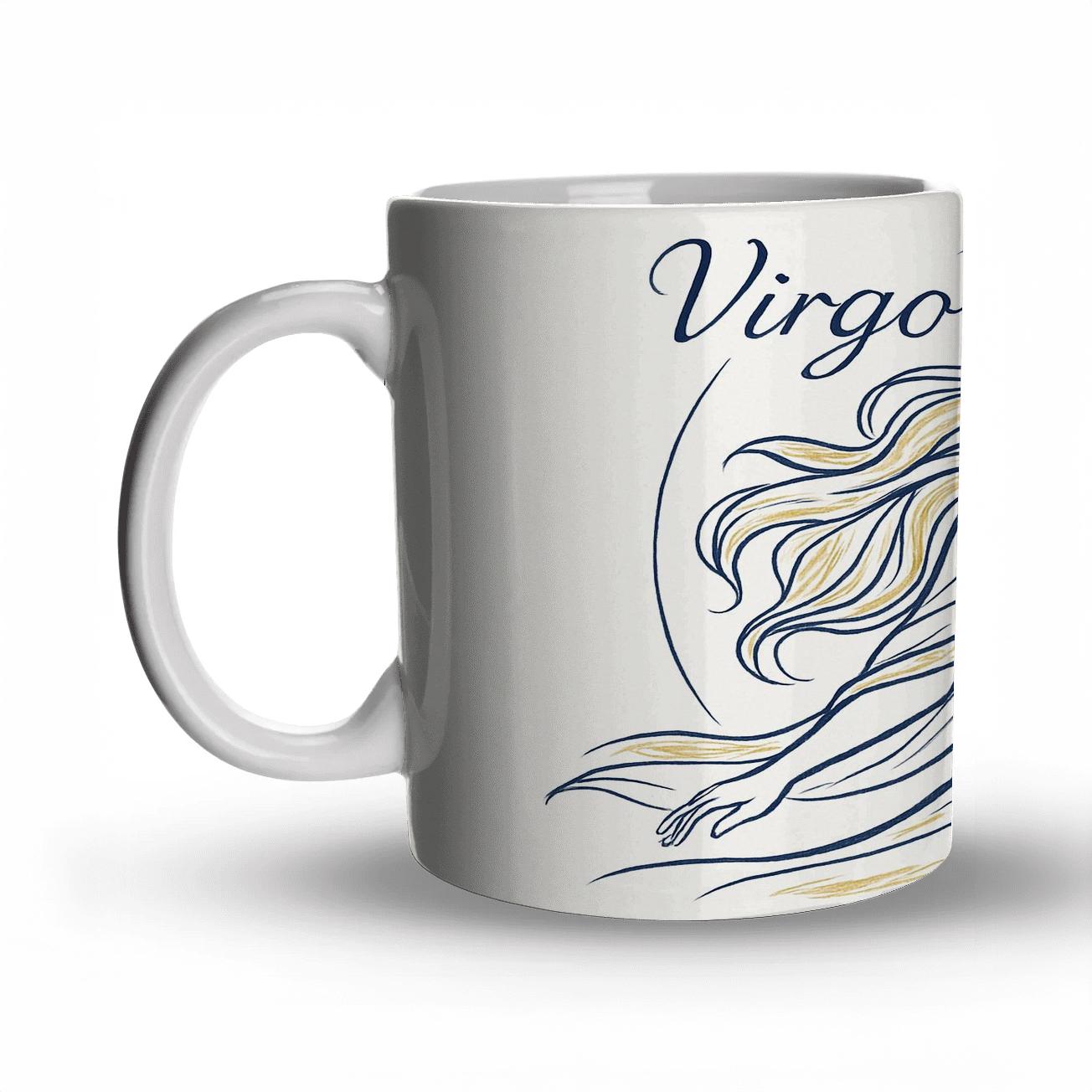 Lunar Virgo Maiden Constellation Art travel mugs with handles
