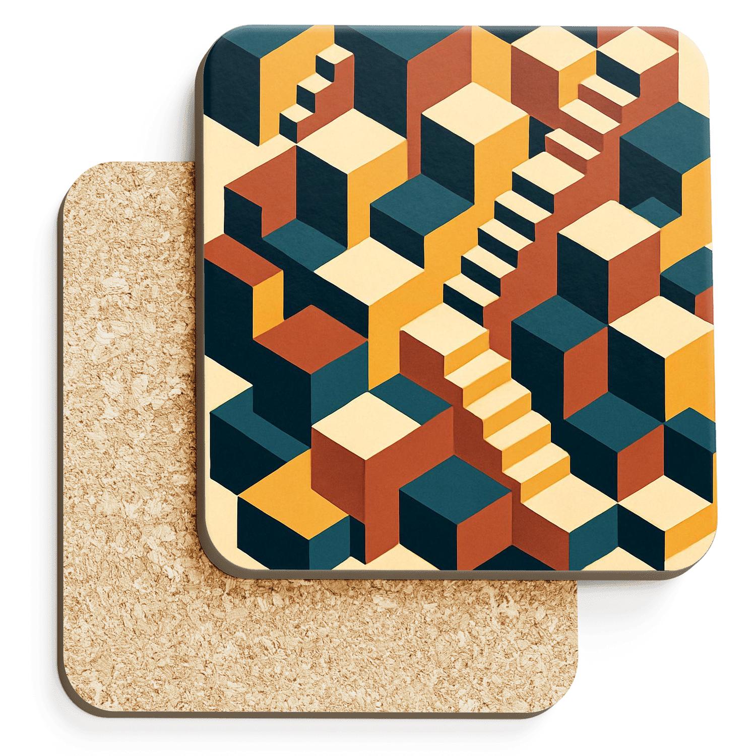 Isometric Bauhaus Cascade personalized drink coasters