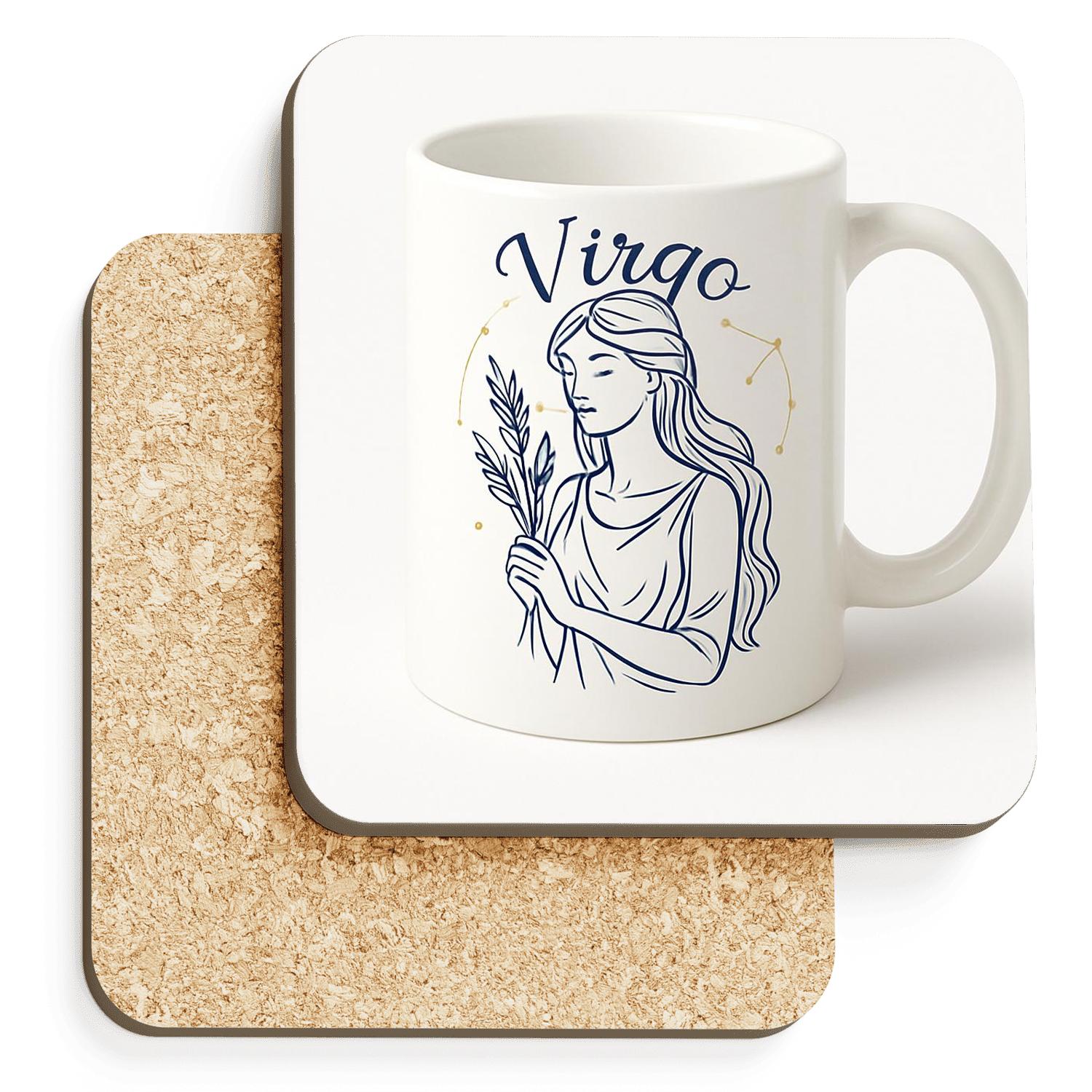 Virgo Celestial Maiden Minimal Line Work decorative beverage coasters