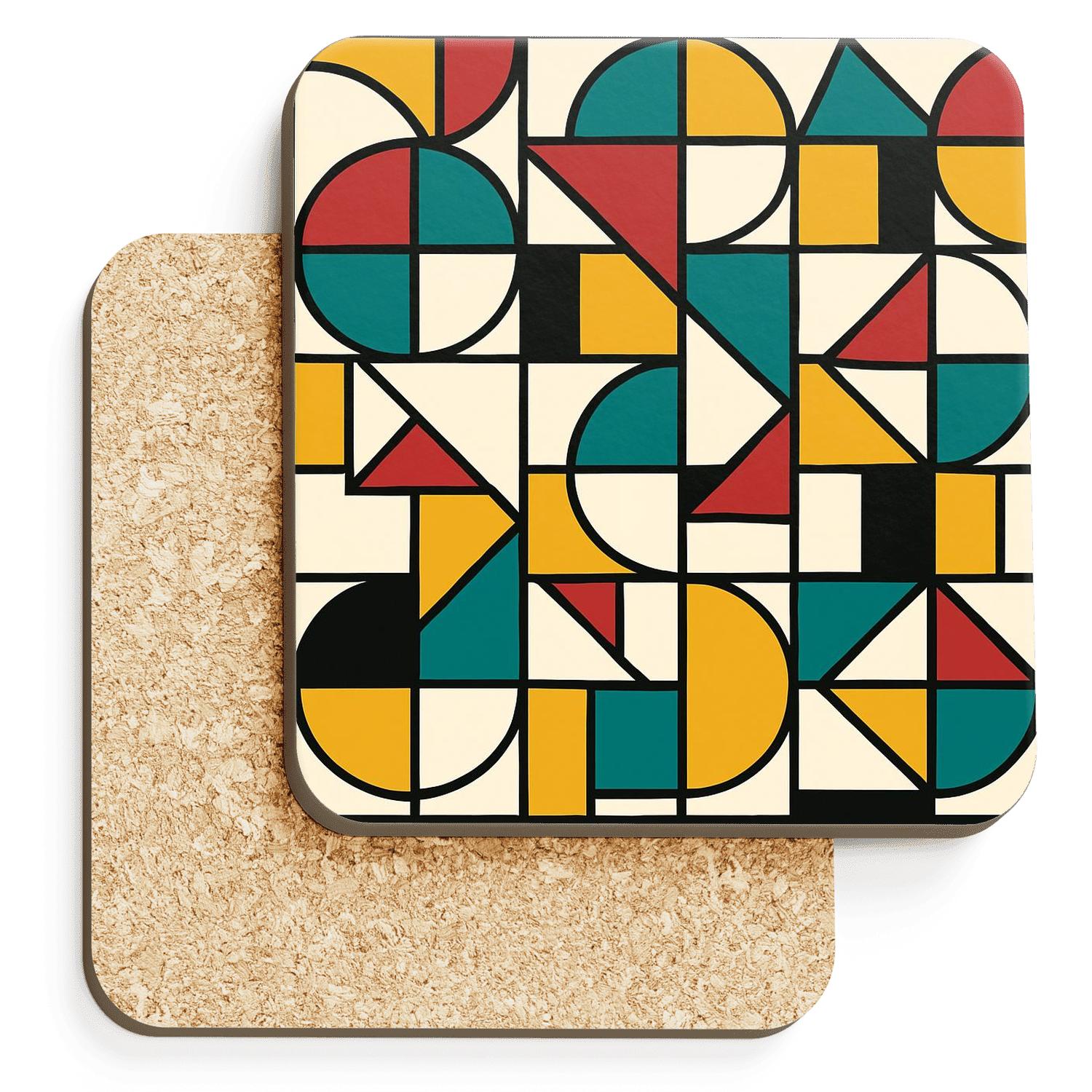 Solar Geometry Grid cork coaster sets