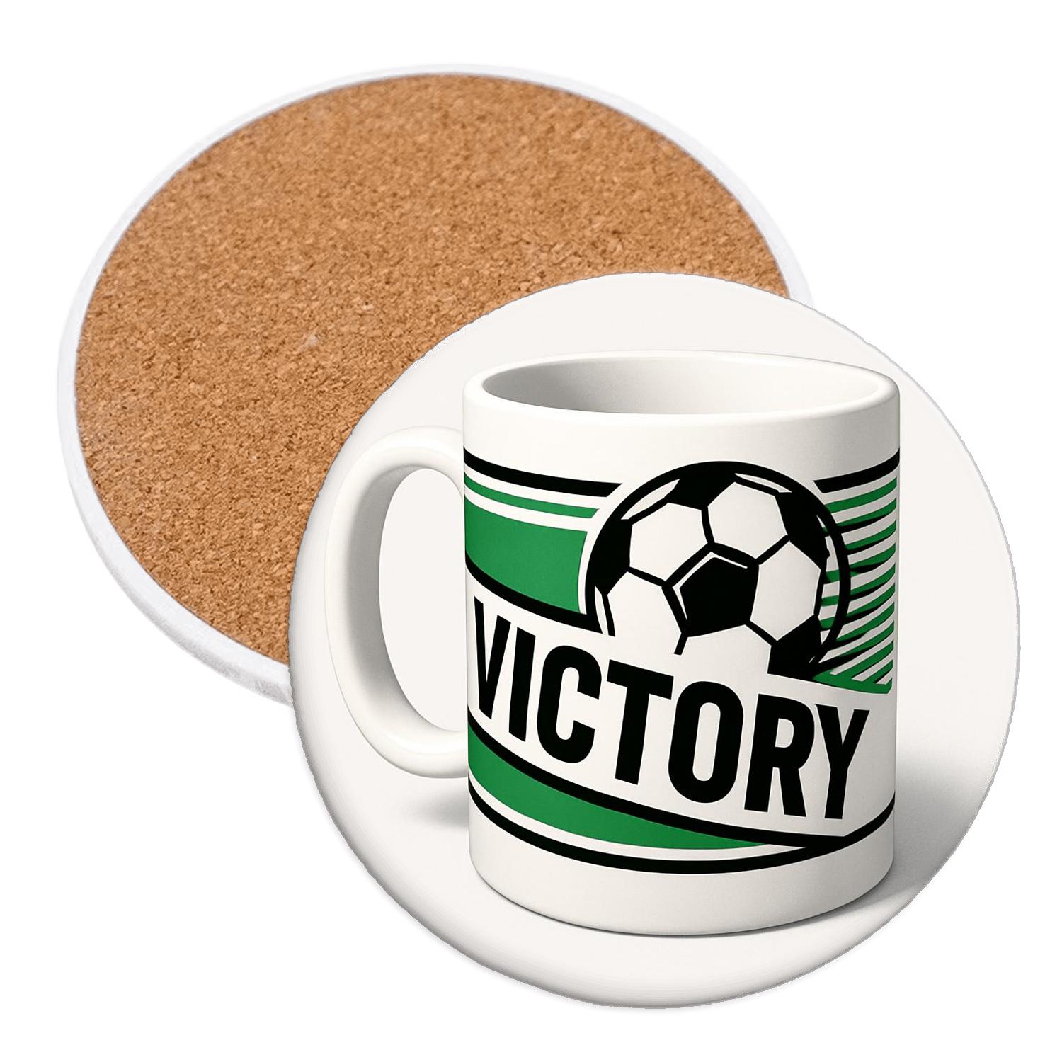 Soccer Victory Pentagons Mug wooden table coasters