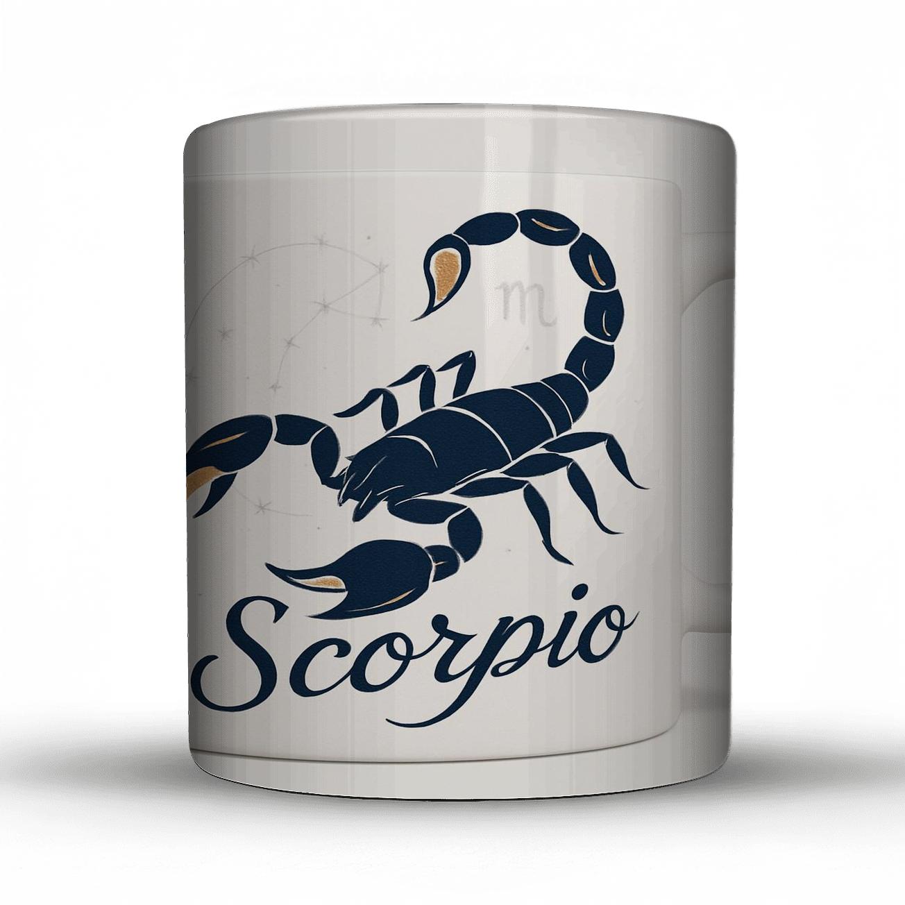 Scorpio Starlit Serpent Line Art travel mugs with handles