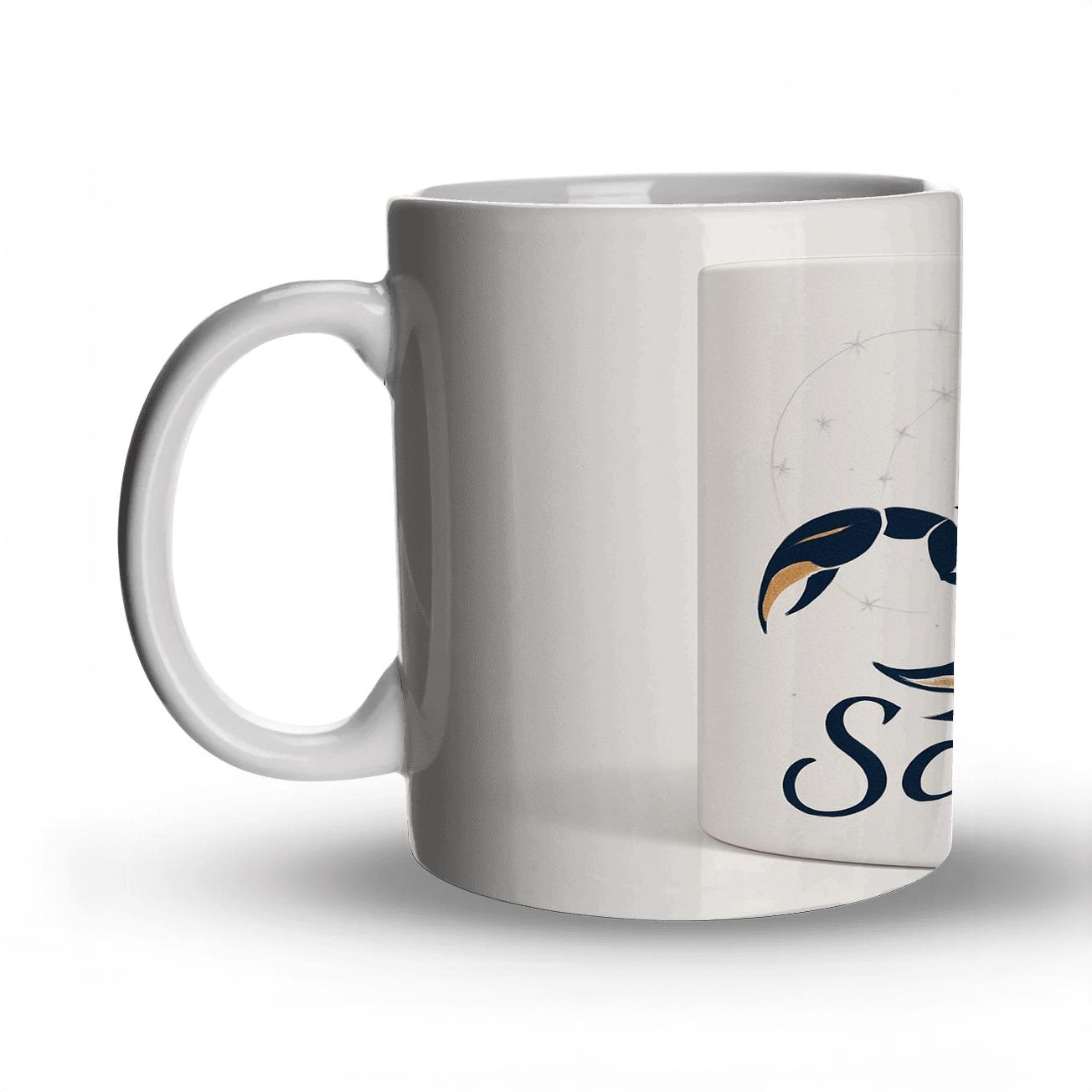 Scorpio Starlit Serpent Line Art travel mugs with handles
