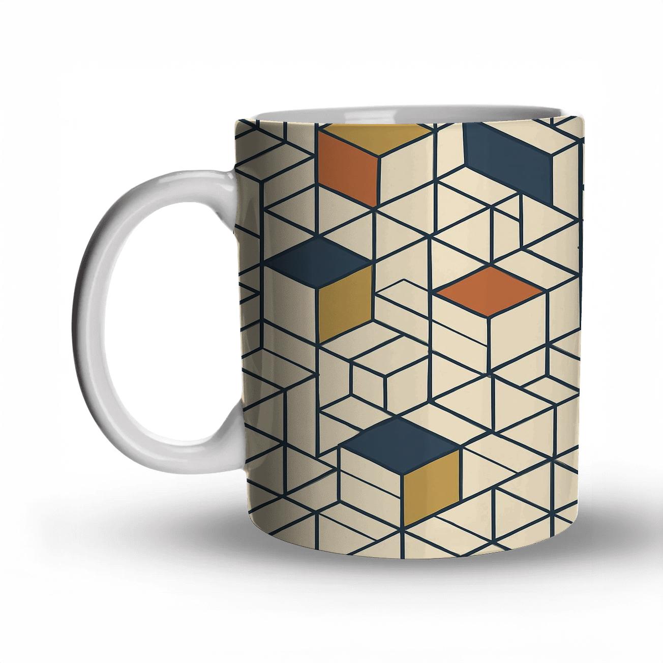 Isometric Bauhaus Lattice insulated thermal mugs