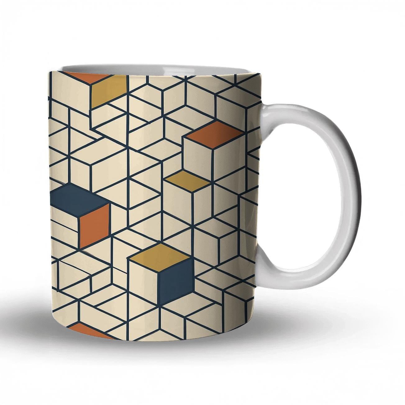 Isometric Bauhaus Lattice insulated thermal mugs
