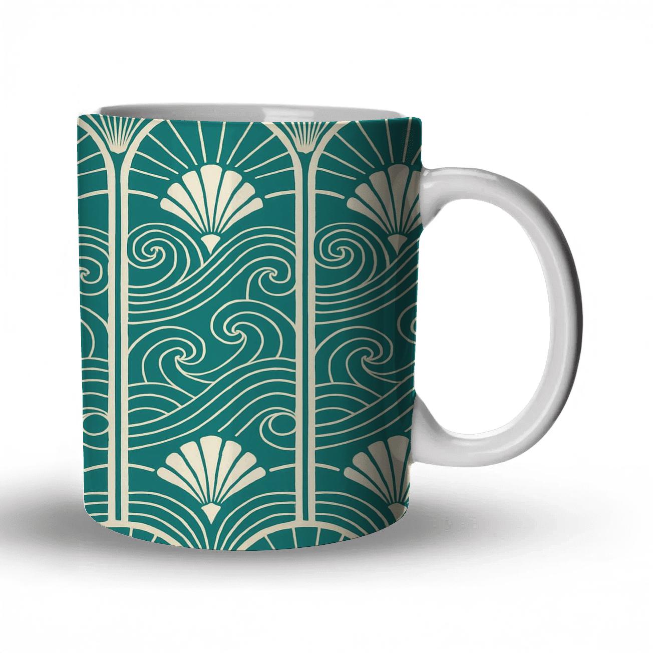 Art Deco Ocean Filigree novelty coffee mugs