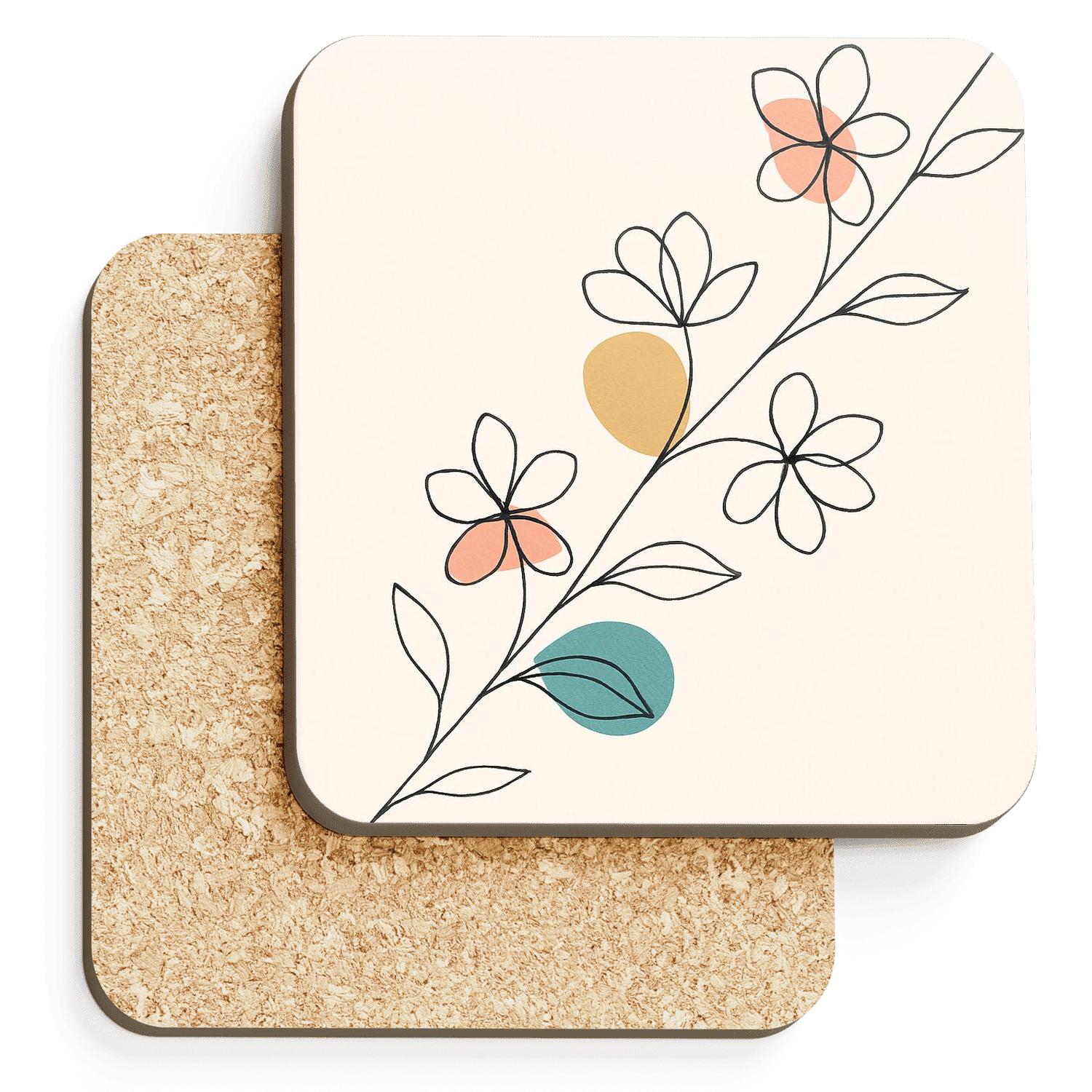 Solar Bloom Minimal Line Garden absorbent drink coasters