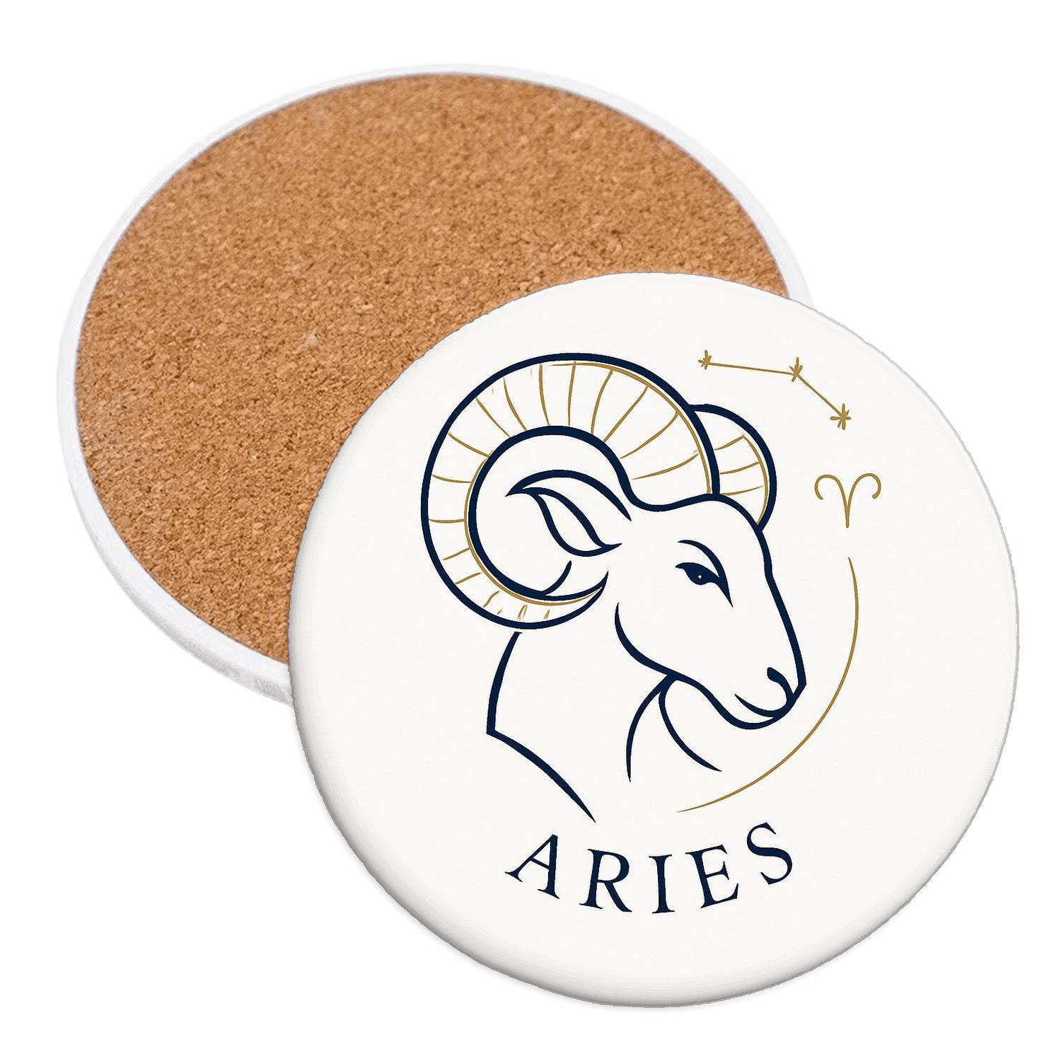 Aries Celestial Line Art Sigil stone coaster collections