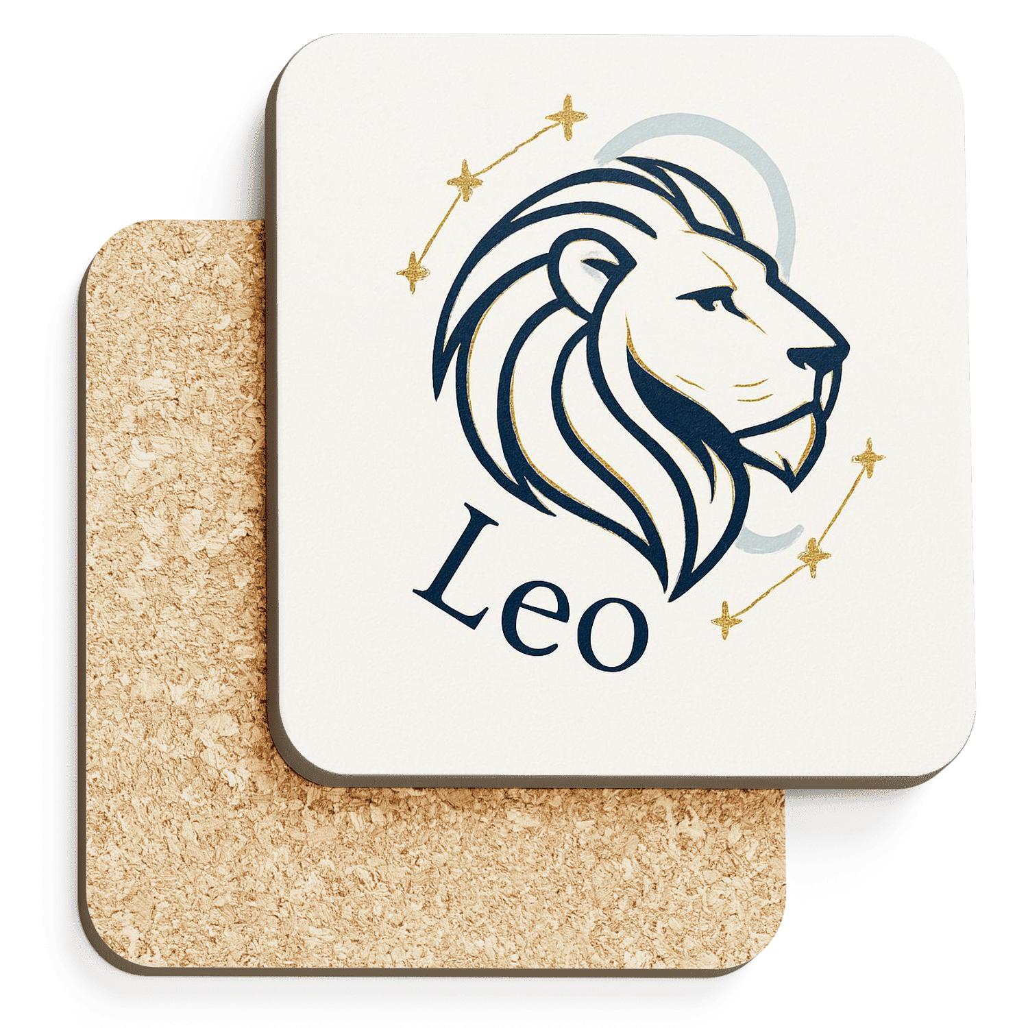 Celestial Leo Crest Line Art elegant tabletop coasters
