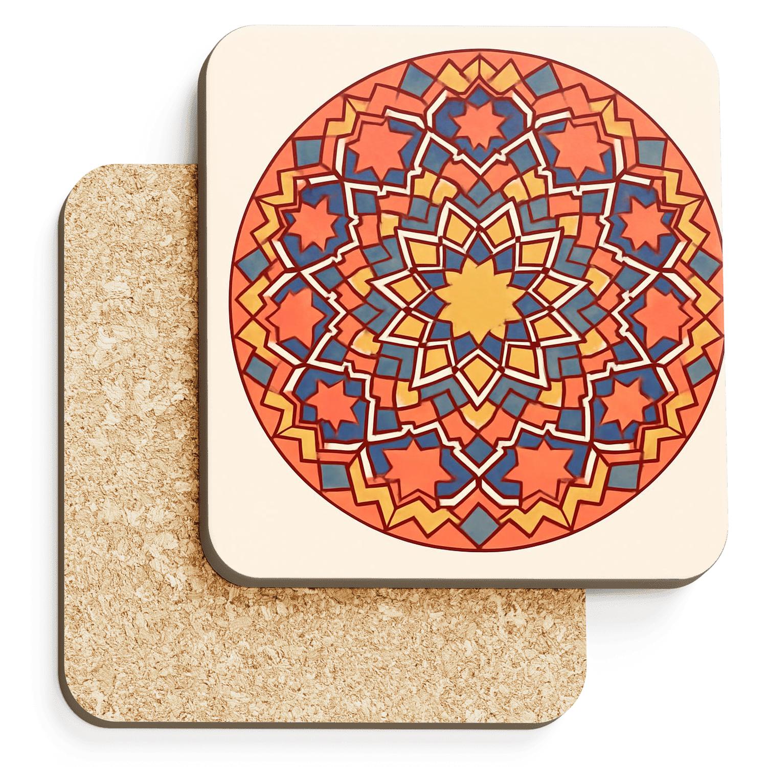 Radial Muqarnas Circuit Mandala absorbent drink coasters