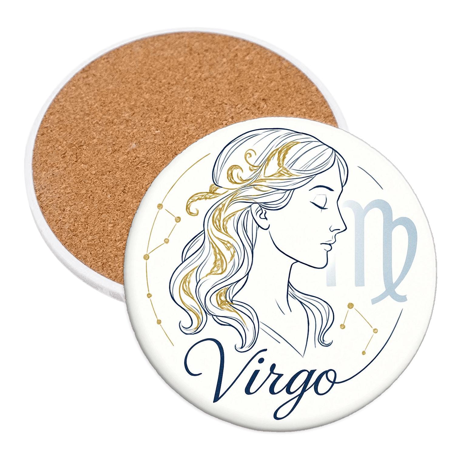 Virgo Constellation Maiden Emblem personalized drink coasters