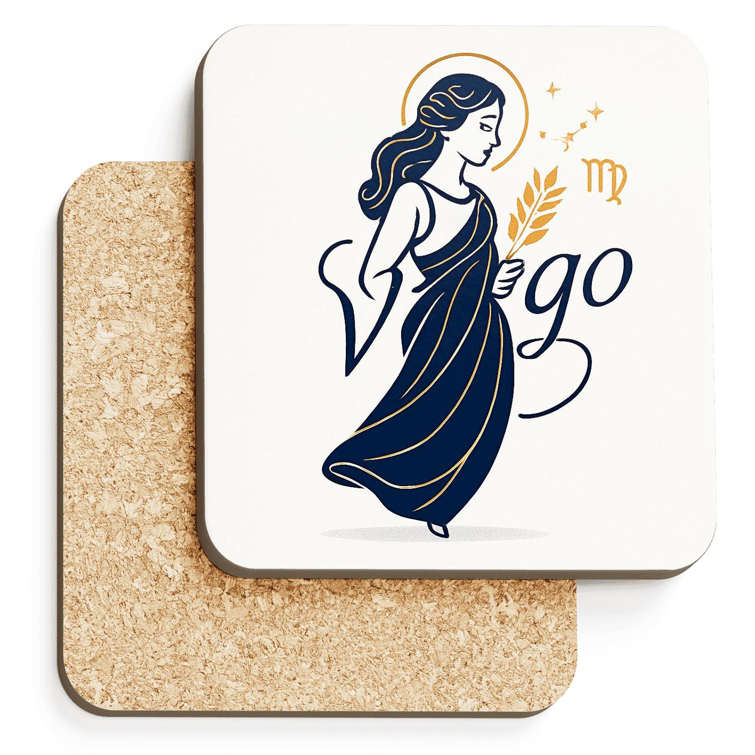 Virgo Celestial Maiden Line Art personalized drink coasters
