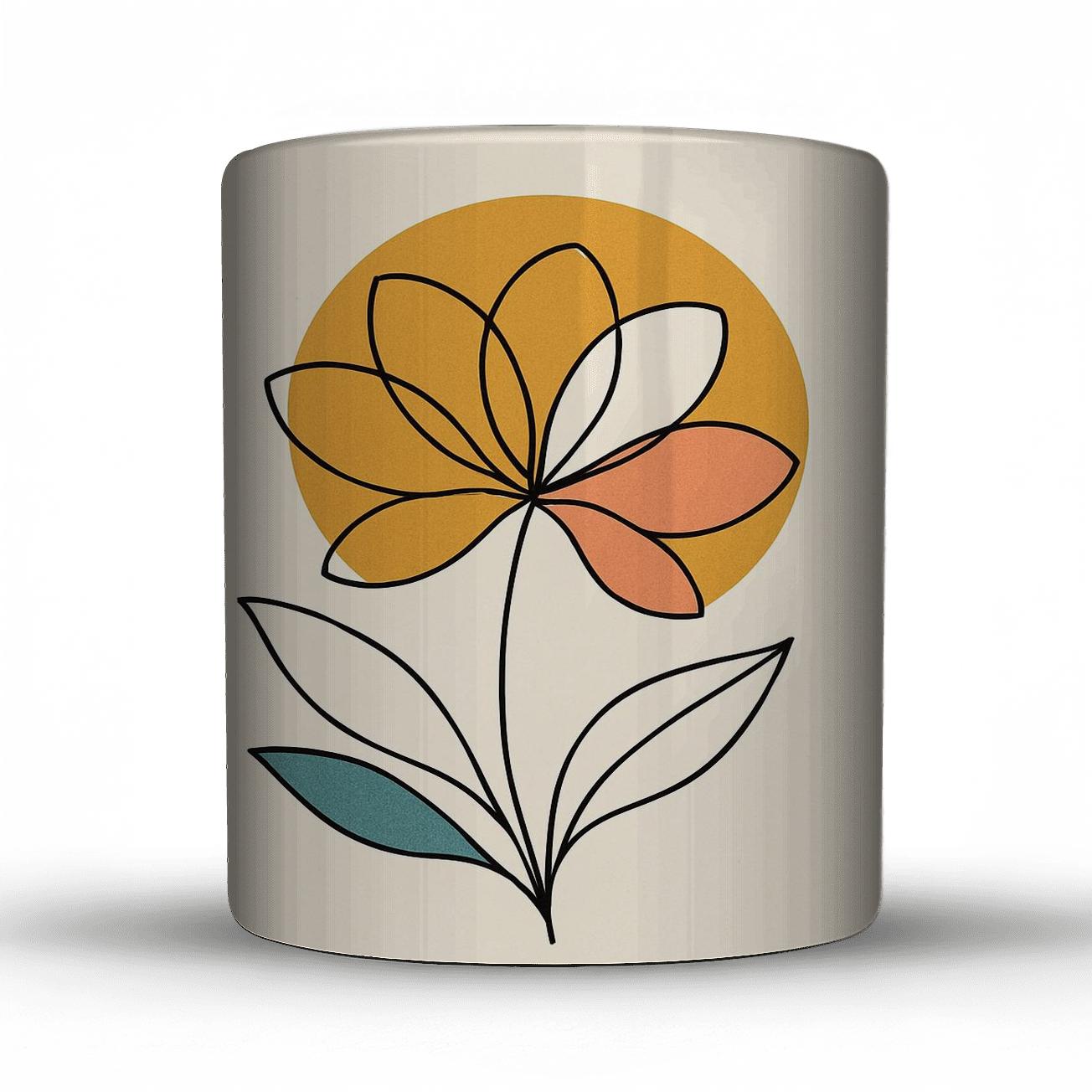 Solar Bloom Minimalist Line Art personalized mugs
