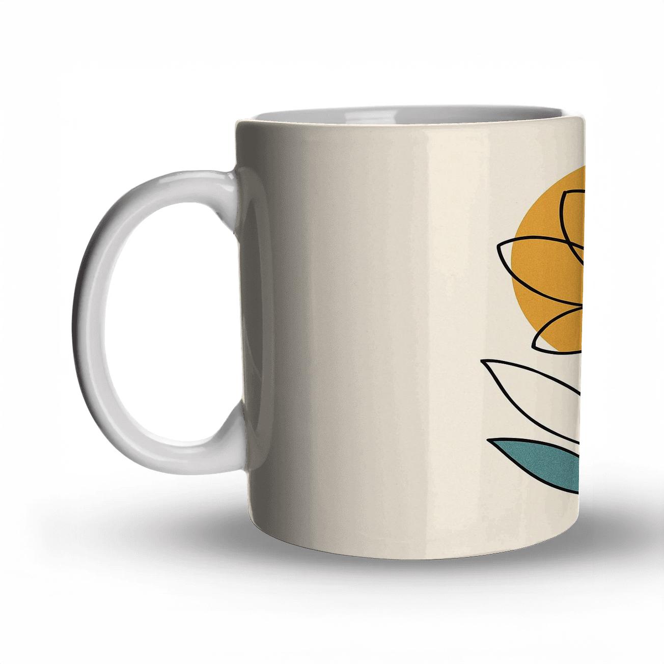 Solar Bloom Minimalist Line Art personalized mugs