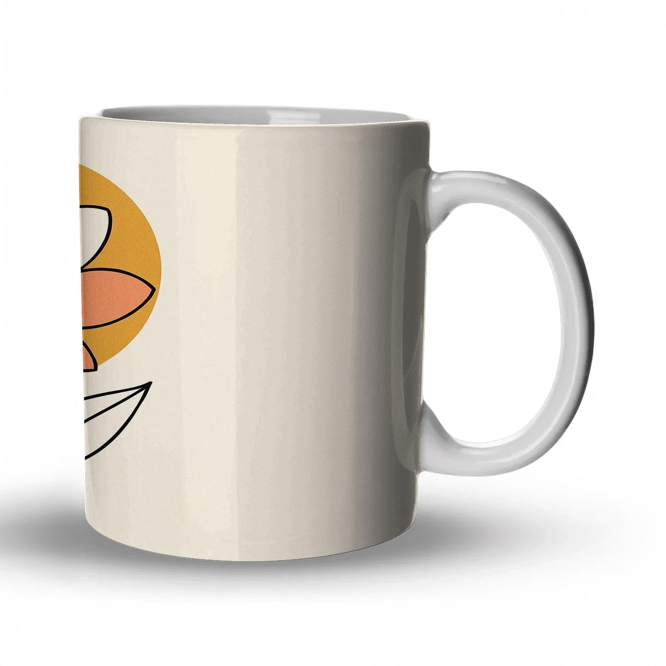 Solar Bloom Minimalist Line Art personalized mugs