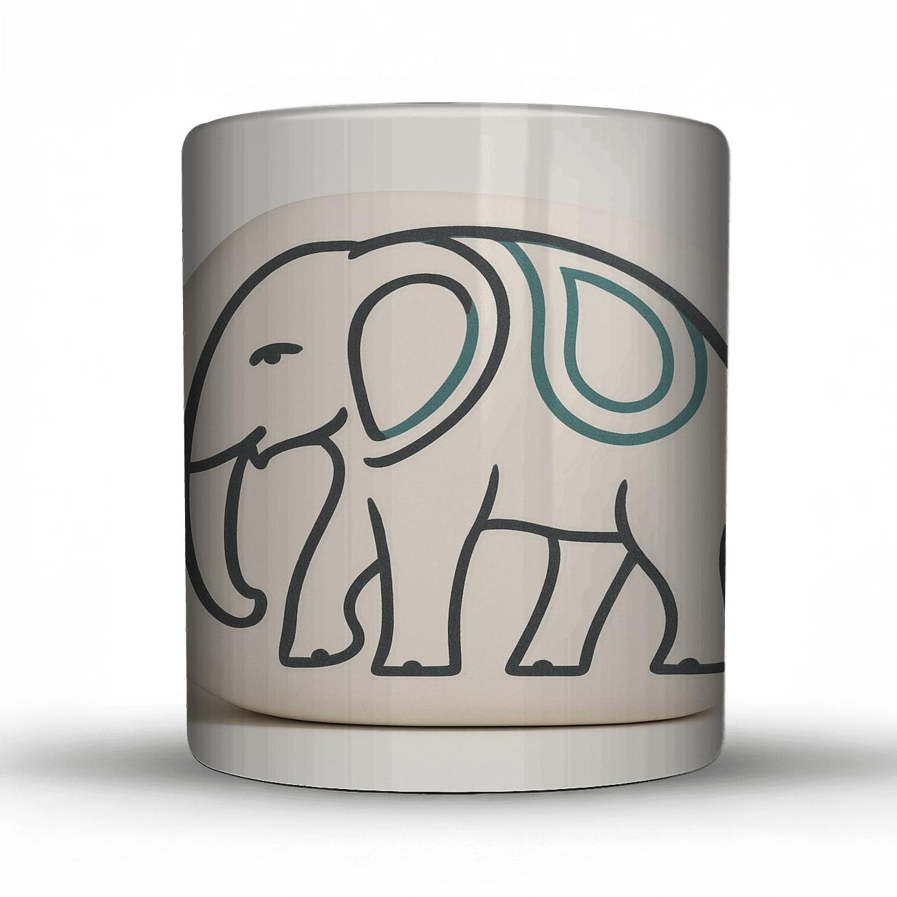MinimalistElephantContourArt decorative mug sets