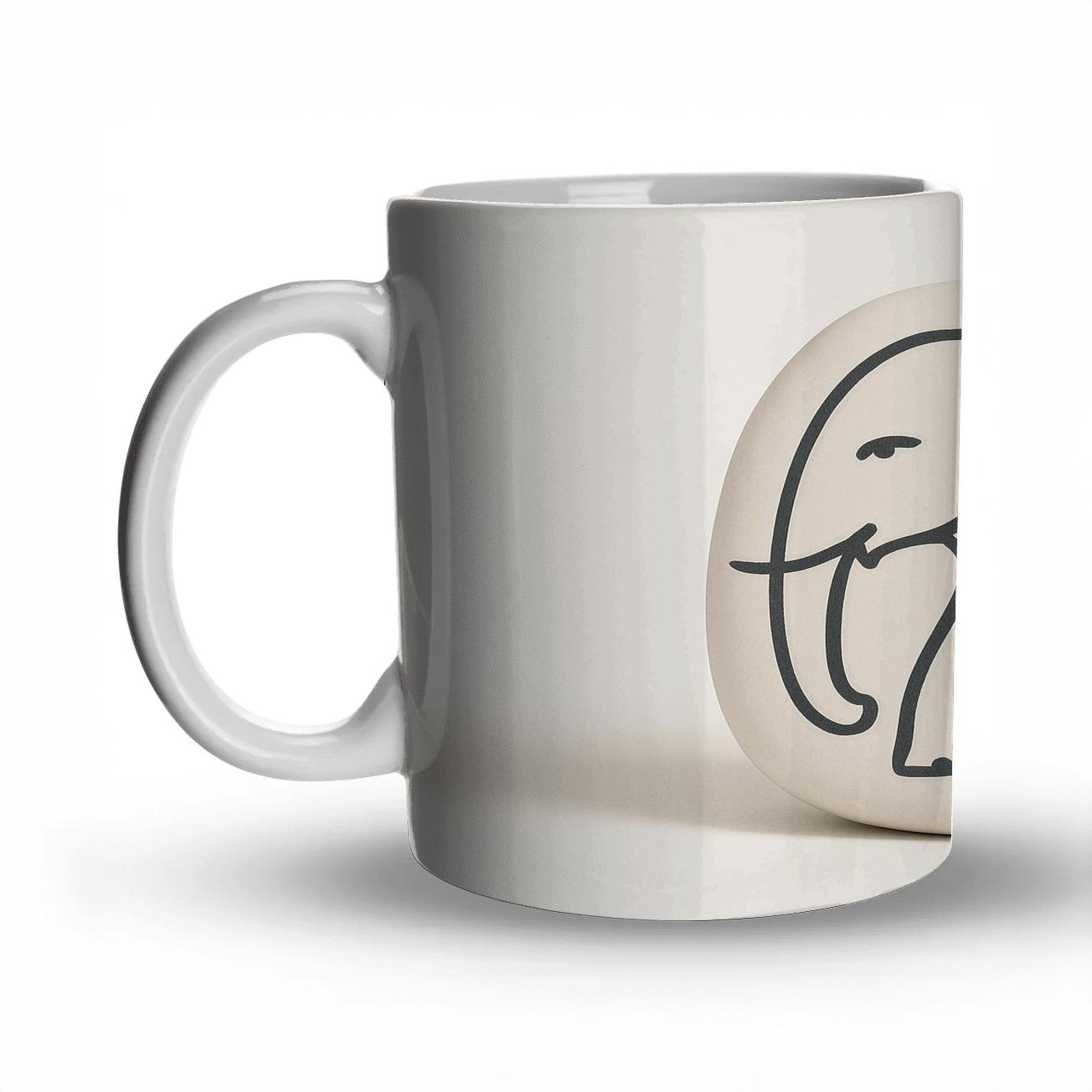MinimalistElephantContourArt decorative mug sets