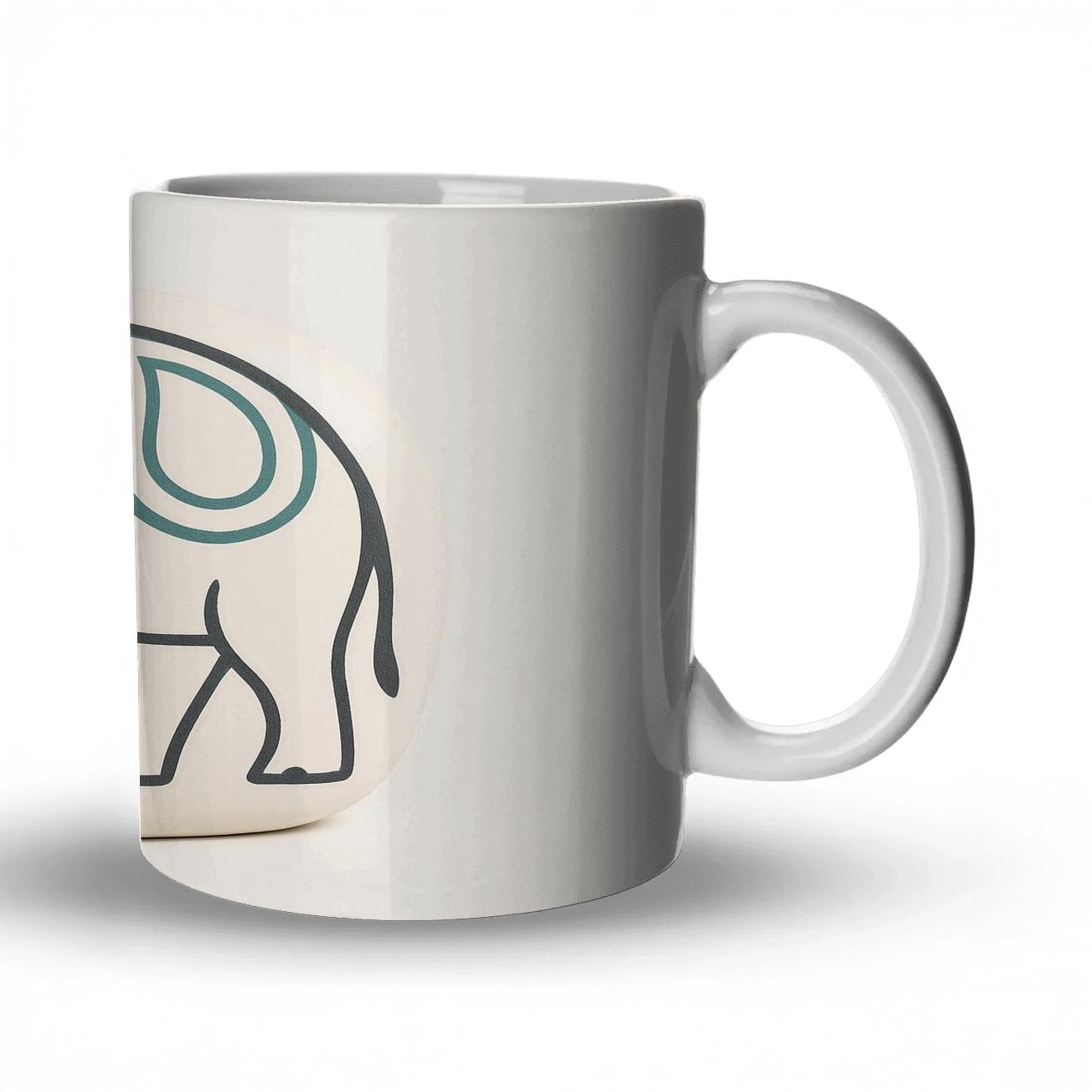 MinimalistElephantContourArt decorative mug sets