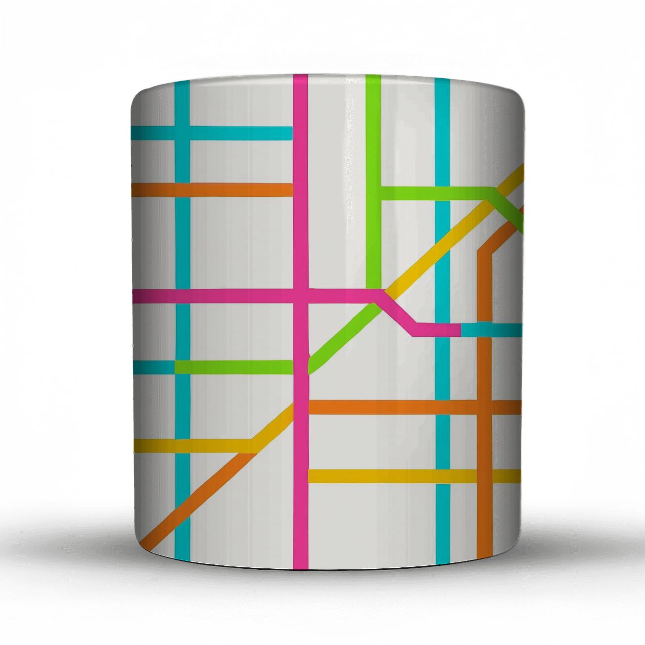 Prismatic City Gridlines ceramic coffee mugs