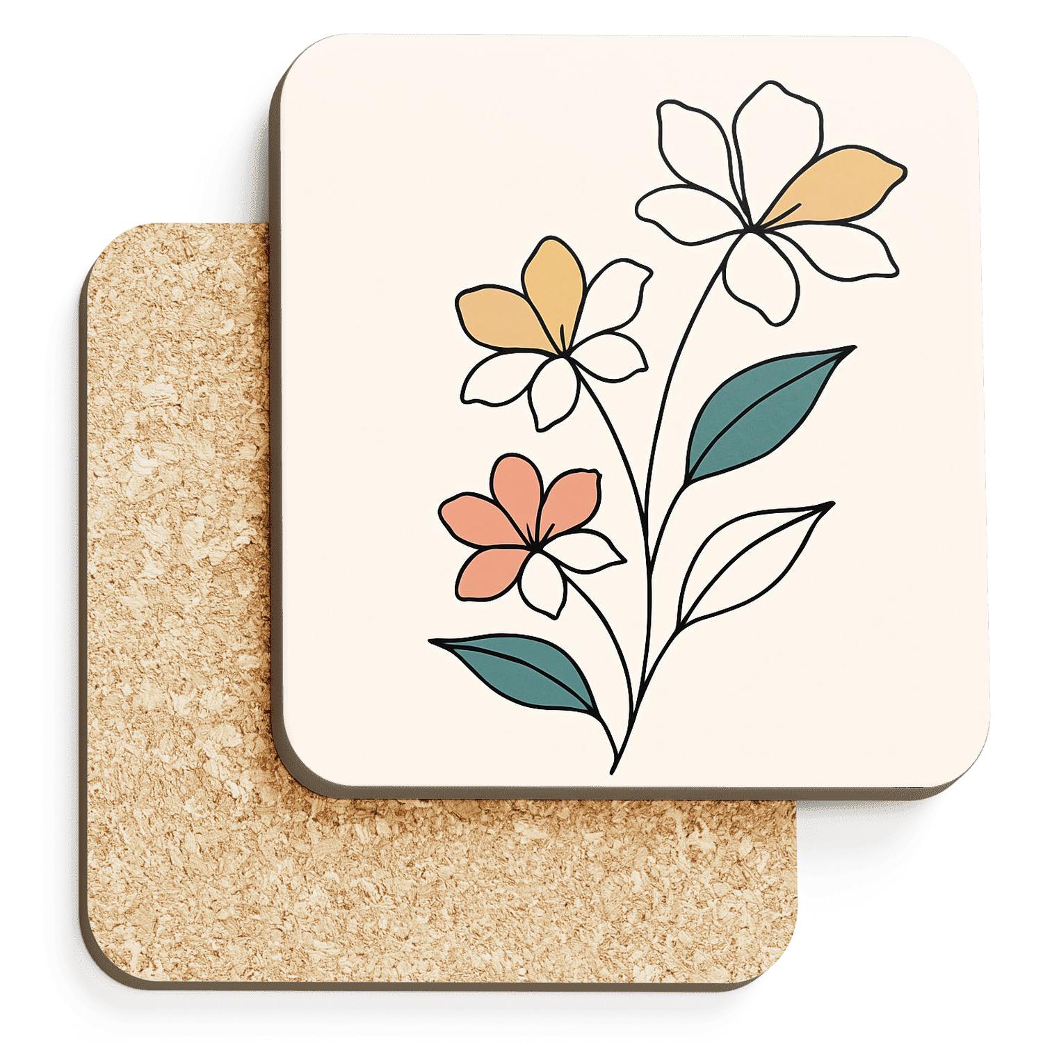 Solar Bloom Line Garden wooden table coasters