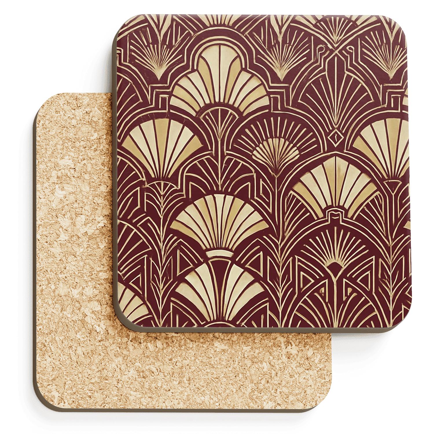 ArtDecoMetroLineworkPattern elegant tabletop coasters