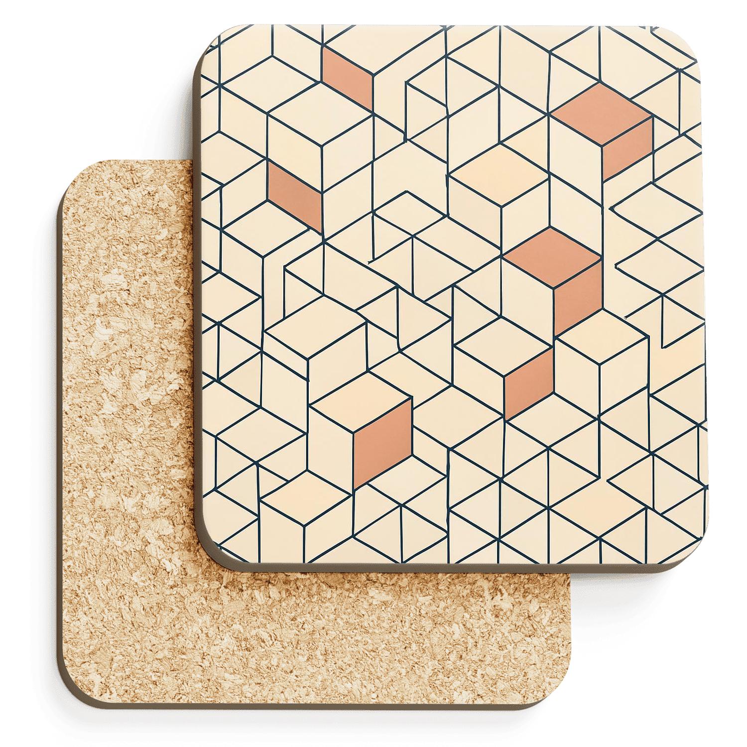 Isometric Cascade Grid decorative beverage coasters