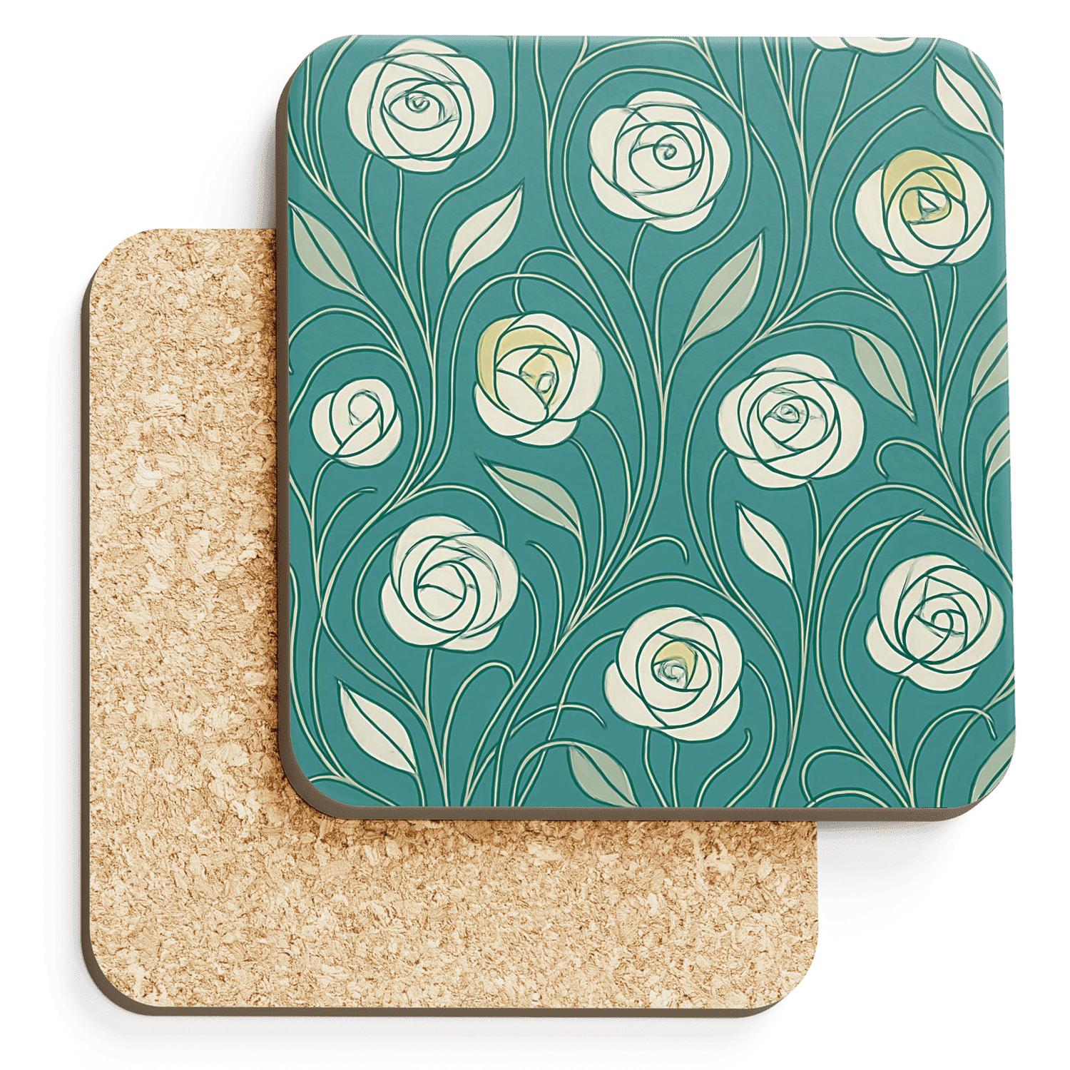 VienneseSecessionFloralOrnament personalized drink coasters