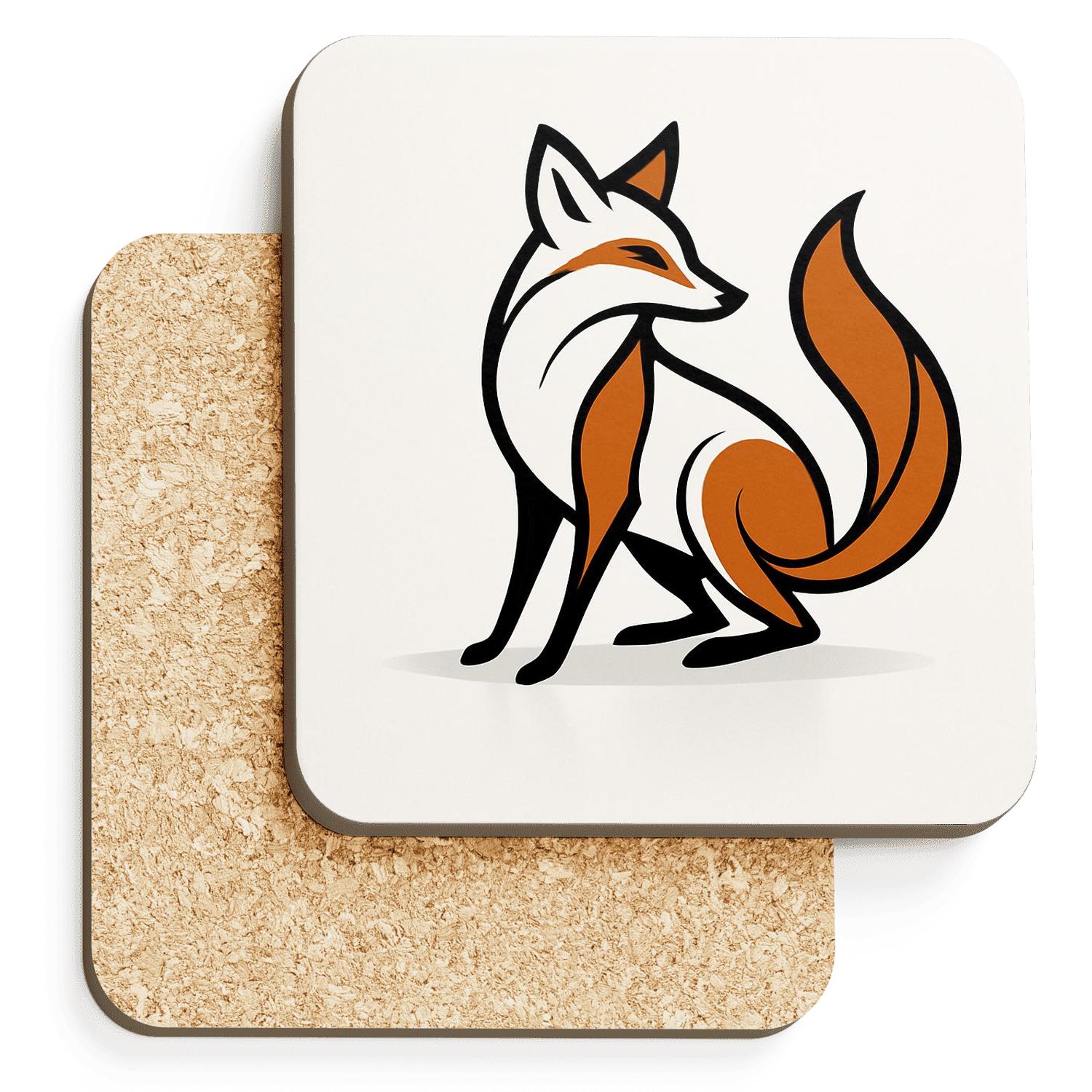 Celestial Fox Minimal Line Art cork coaster sets