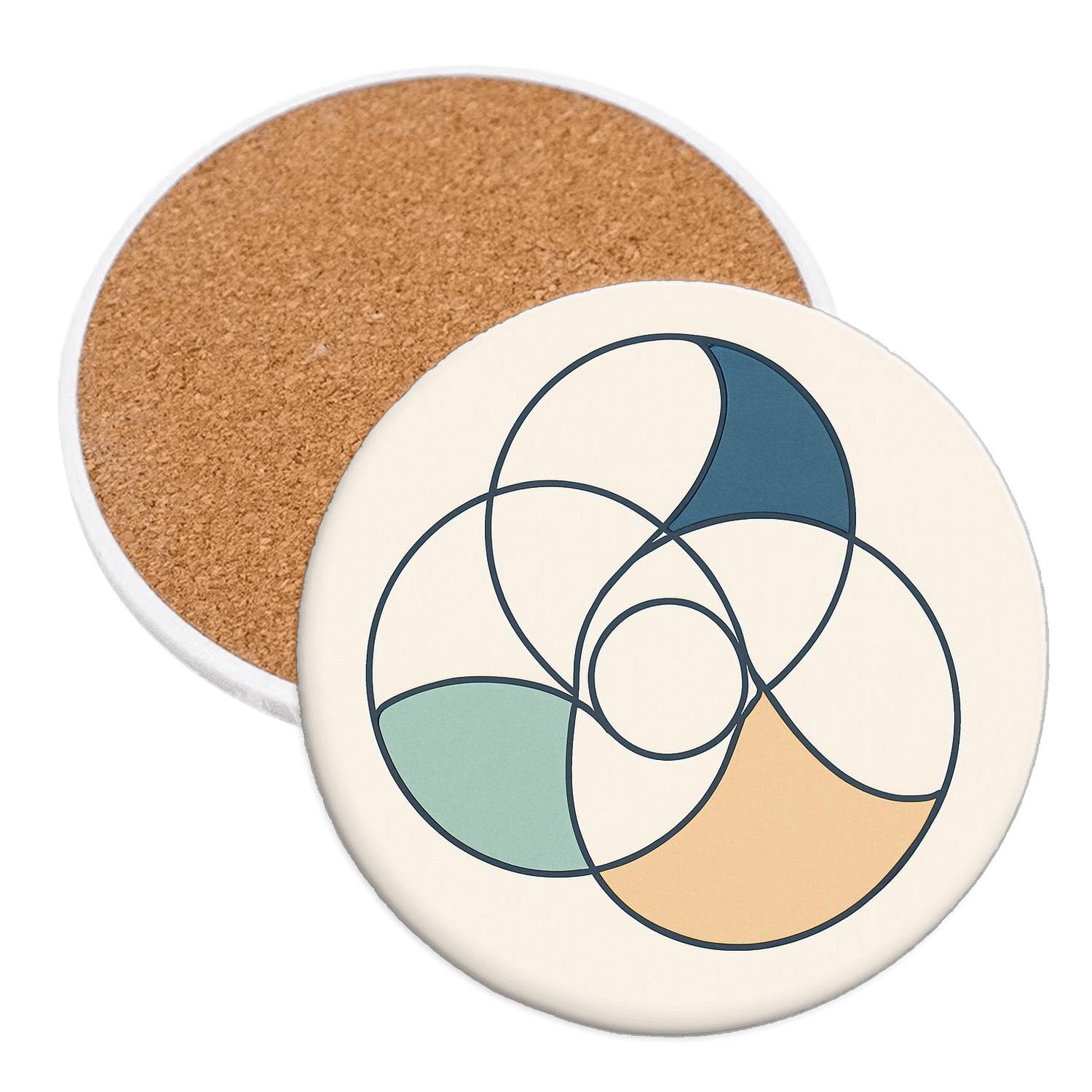 Orbiting Lines Geometry absorbent drink coasters