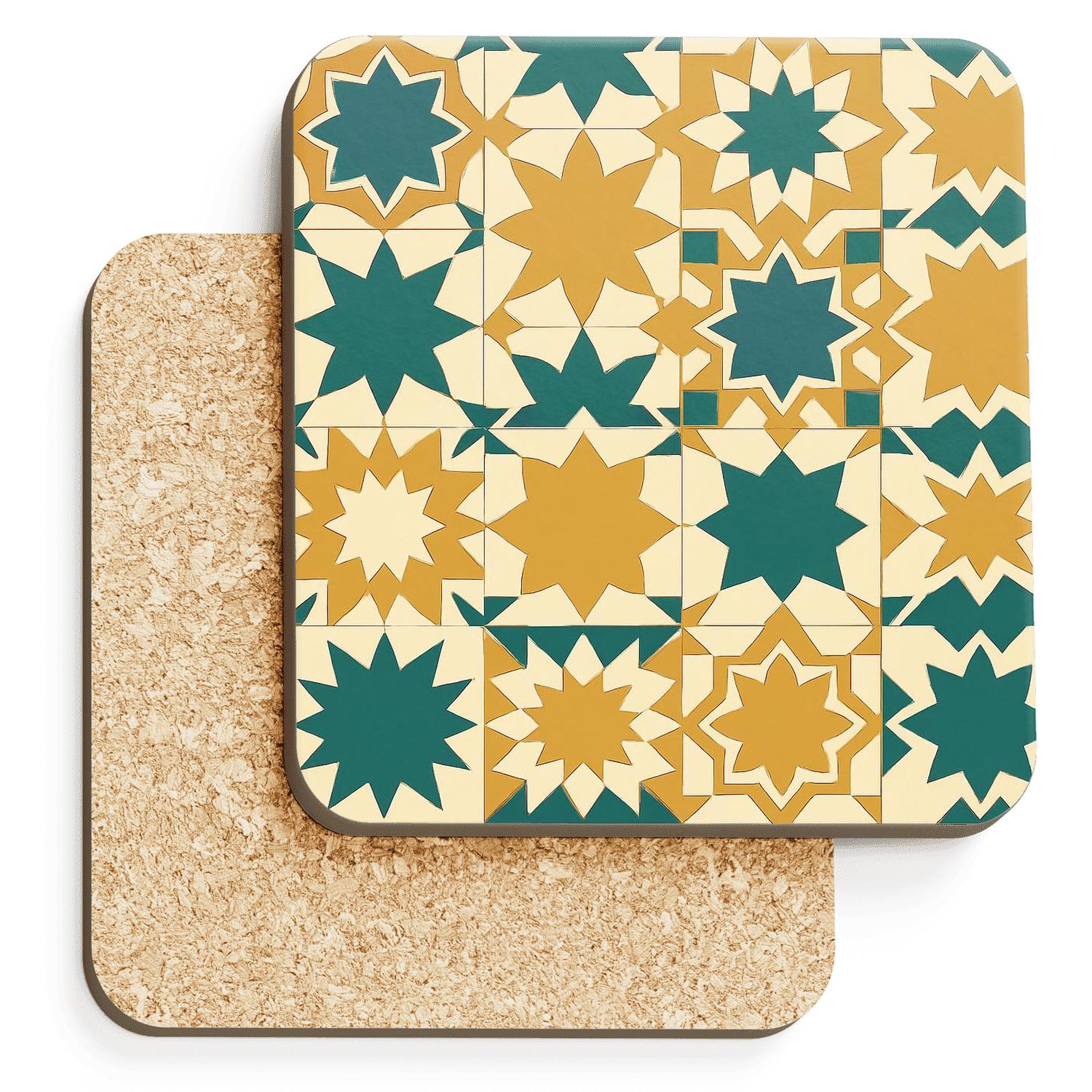 Mamluk Star Weave wooden table coasters