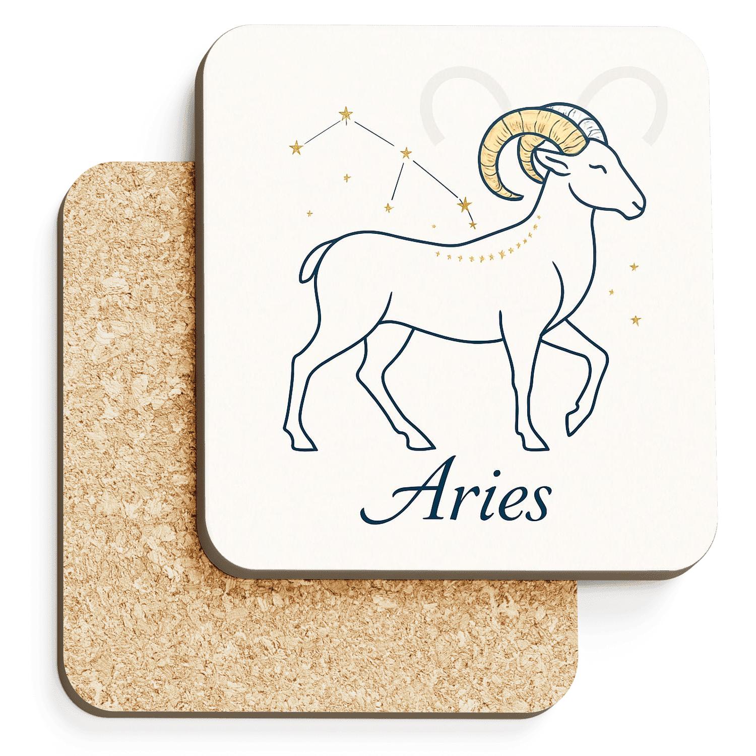 Navy And Gold Aries Constellation Line Art personalized drink coasters