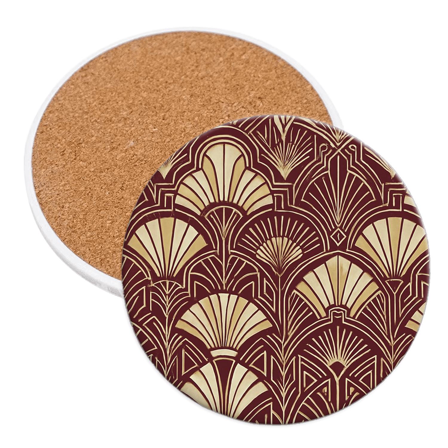 ArtDecoMetroLineworkPattern elegant tabletop coasters