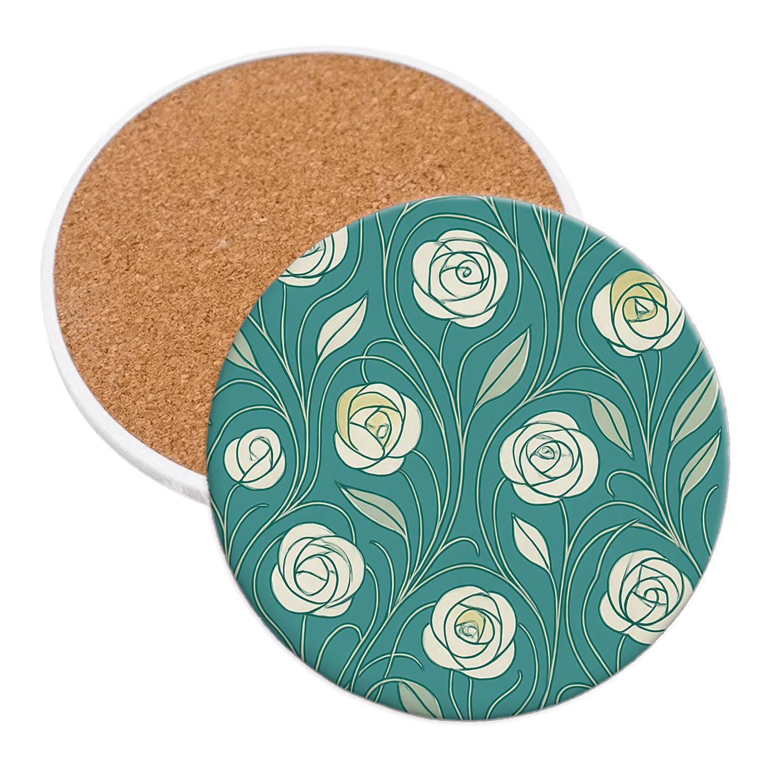 VienneseSecessionFloralOrnament personalized drink coasters
