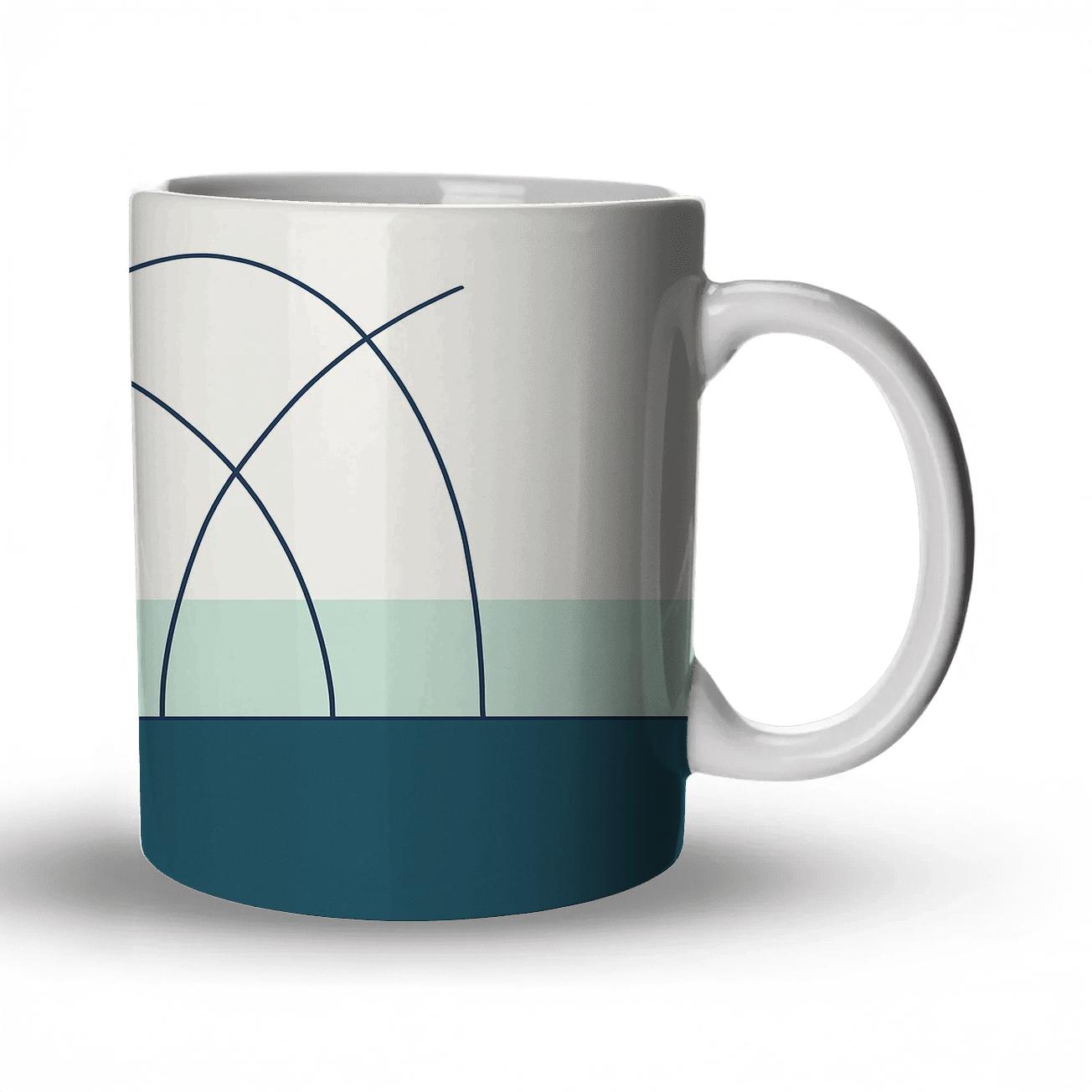 Horizon Geometry Wave Lines premium drinkware mugs