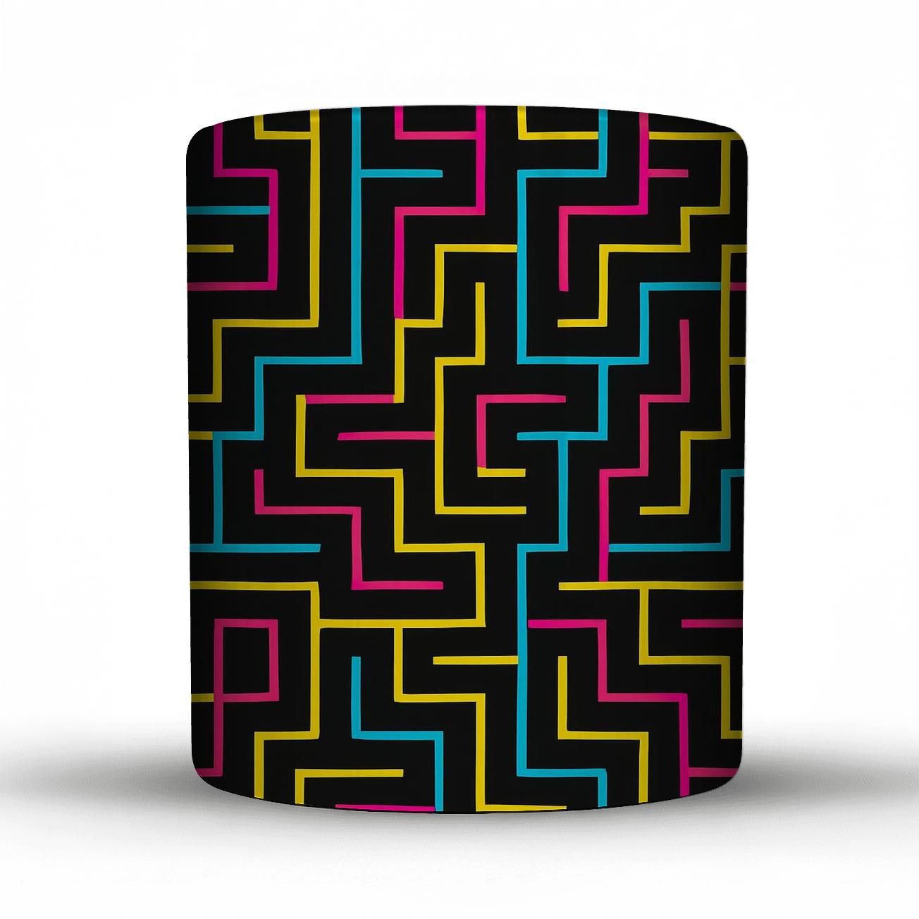 Neon Bauhaus Circuit Lines premium drinkware mugs