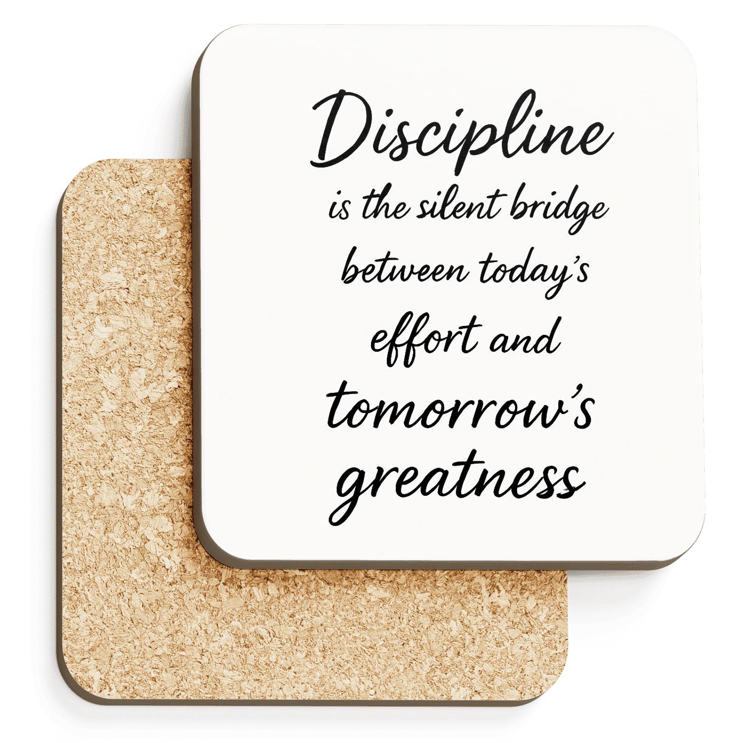 Silent Bridge Discipline Quote elegant tabletop coasters