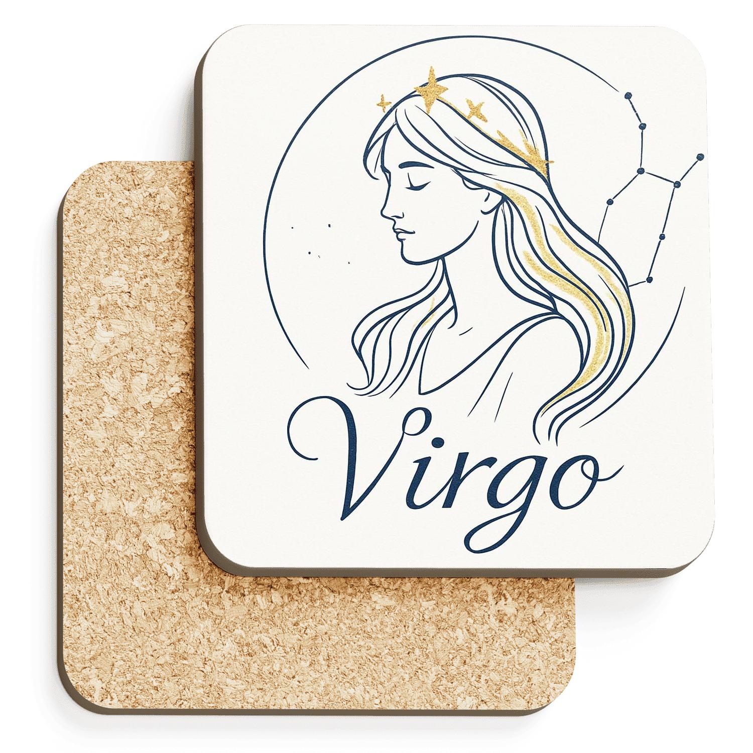 Virgo Maiden Celestial Halo Line Art custom engraved coasters