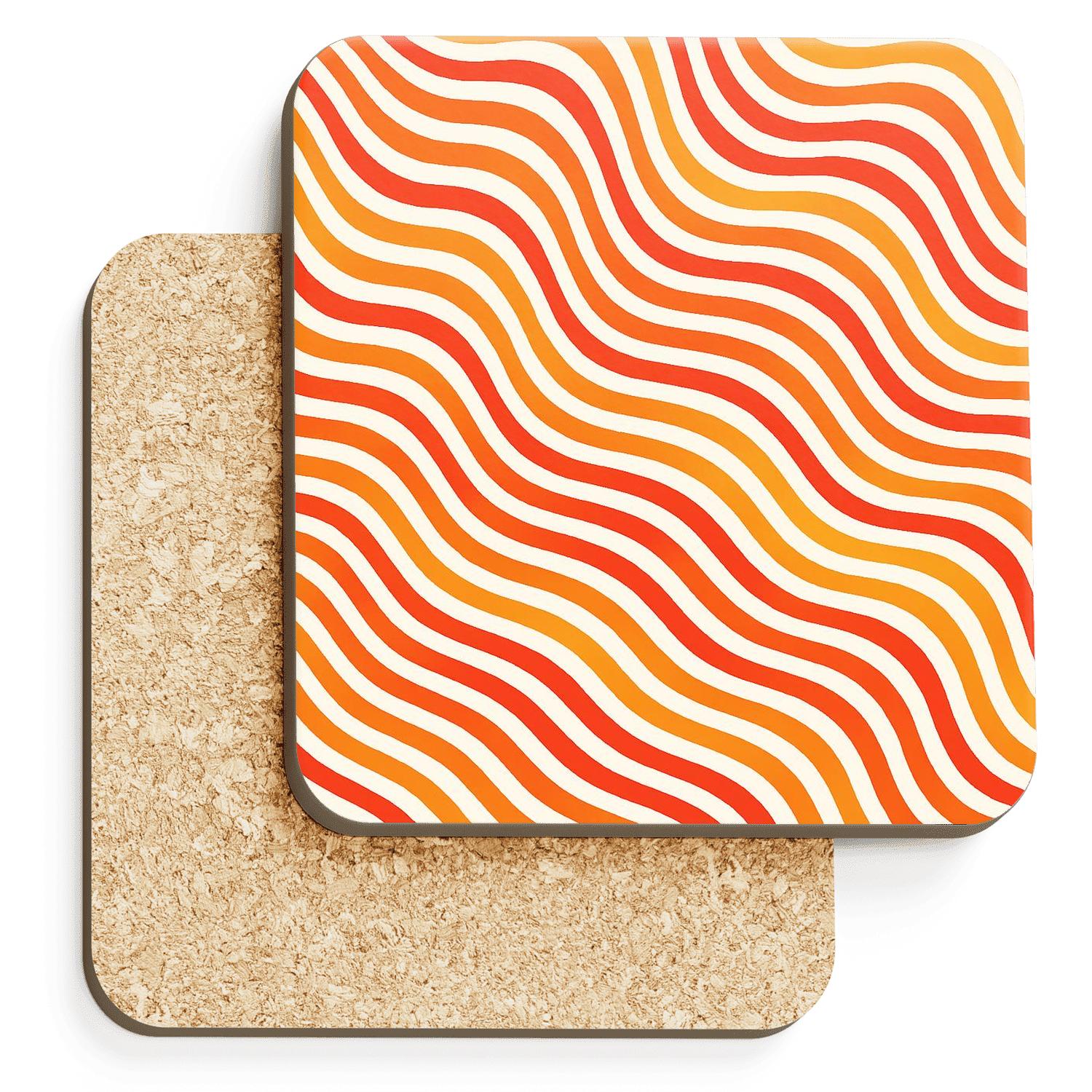Solar Op Art Wavebands cork coaster sets