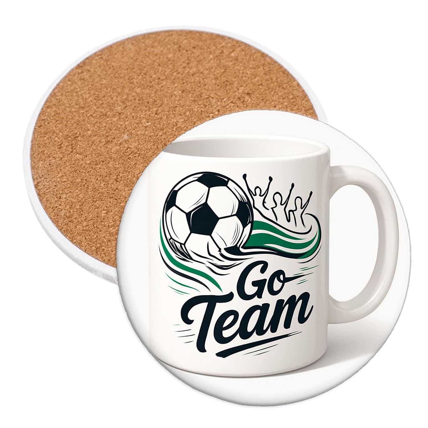 Soccer Unity Wave Line Art cork coaster sets