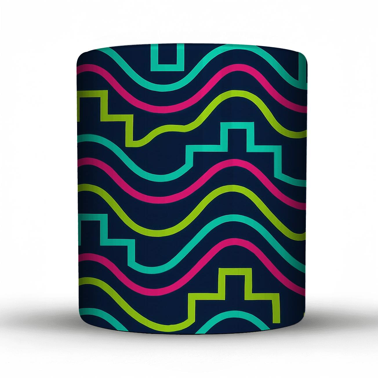 Neon Kinetic Grid Waves novelty coffee mugs