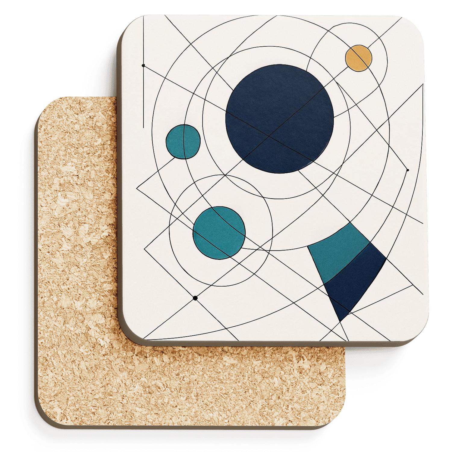 Orbiting Geometry Linescape elegant tabletop coasters