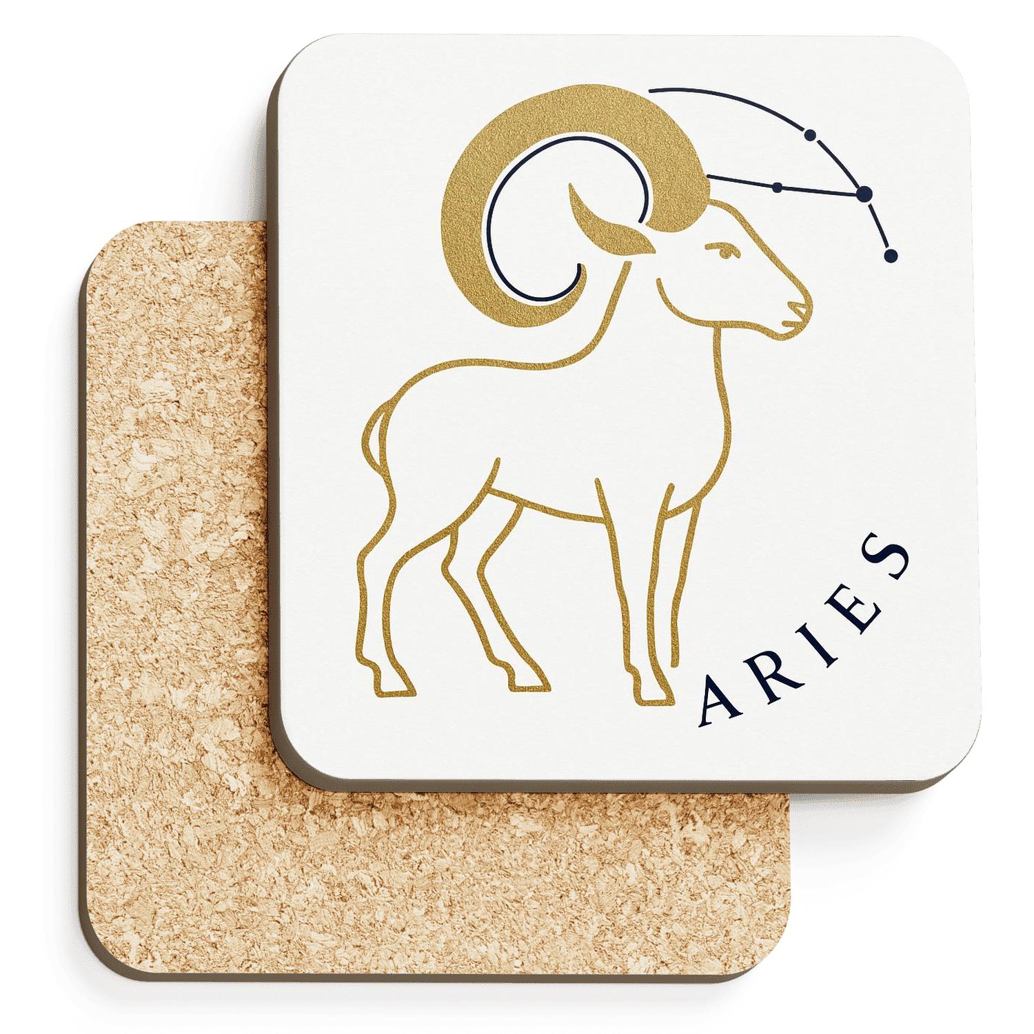 Aries Constellation Gold Foil Line Art absorbent drink coasters